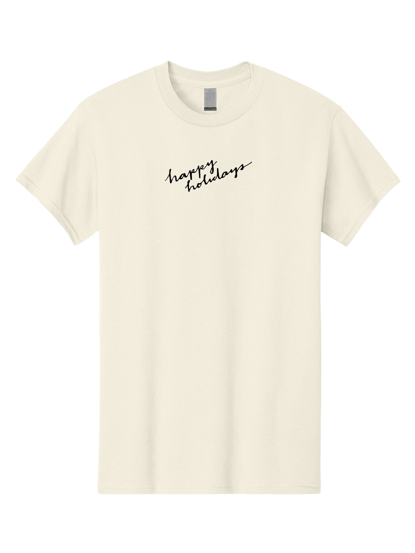 Happy-Holidays-1 Men'S Graphic Tee, 100% Cotton, Comfortable Casual Summer Wear, Machine Washable, Happy Holidays, Winter Season, Festive Wishes, Holiday Greetings, Seasonal Message, Black Calligraphy -  Aaa913