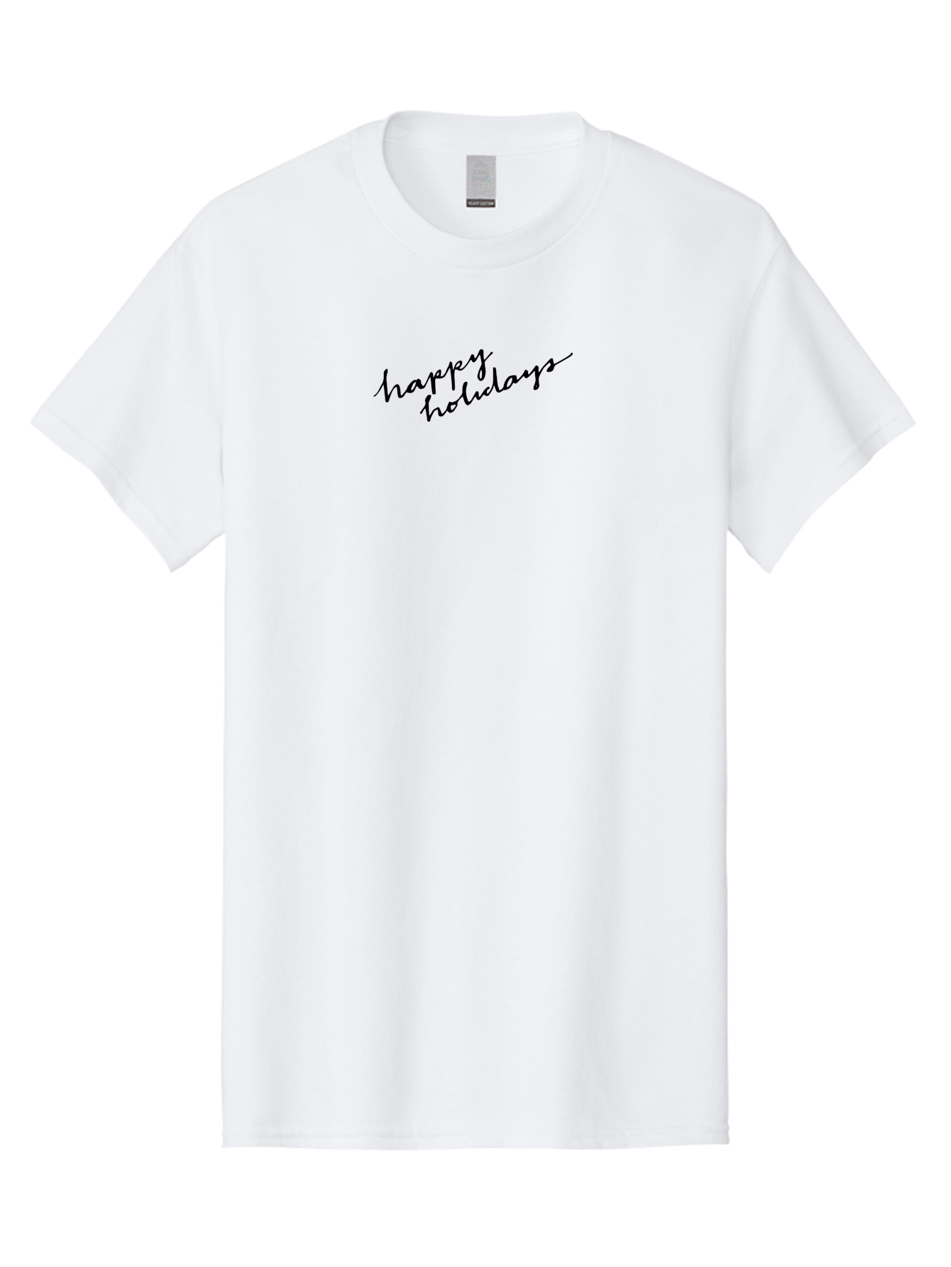 Happy-Holidays-1 Men'S Graphic Tee, 100% Cotton, Comfortable Casual Summer Wear, Machine Washable, Happy Holidays, Winter Season, Festive Wishes, Holiday Greetings, Seasonal Message, Black Calligraphy -  Aaa913