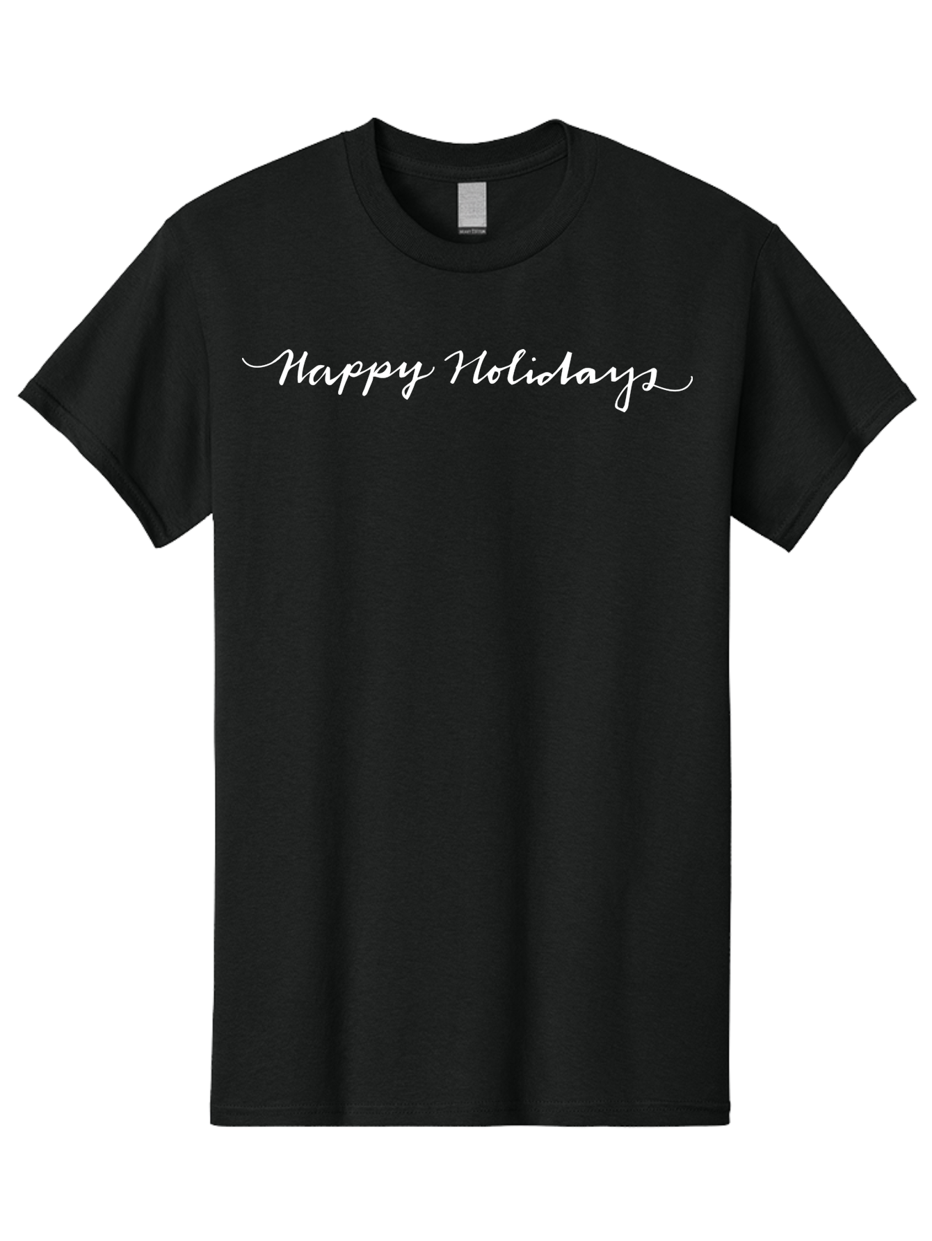 Happy-Holidays-2 Men'S Graphic Tee, 100% Cotton, Comfortable Casual Summer Wear, Machine Washable, Holiday Greeting, Festive Wishes, Seasonal Message, White Cursive Text, Celebration Message, Joyful Greetings, Happy Holidays -  Aaa914