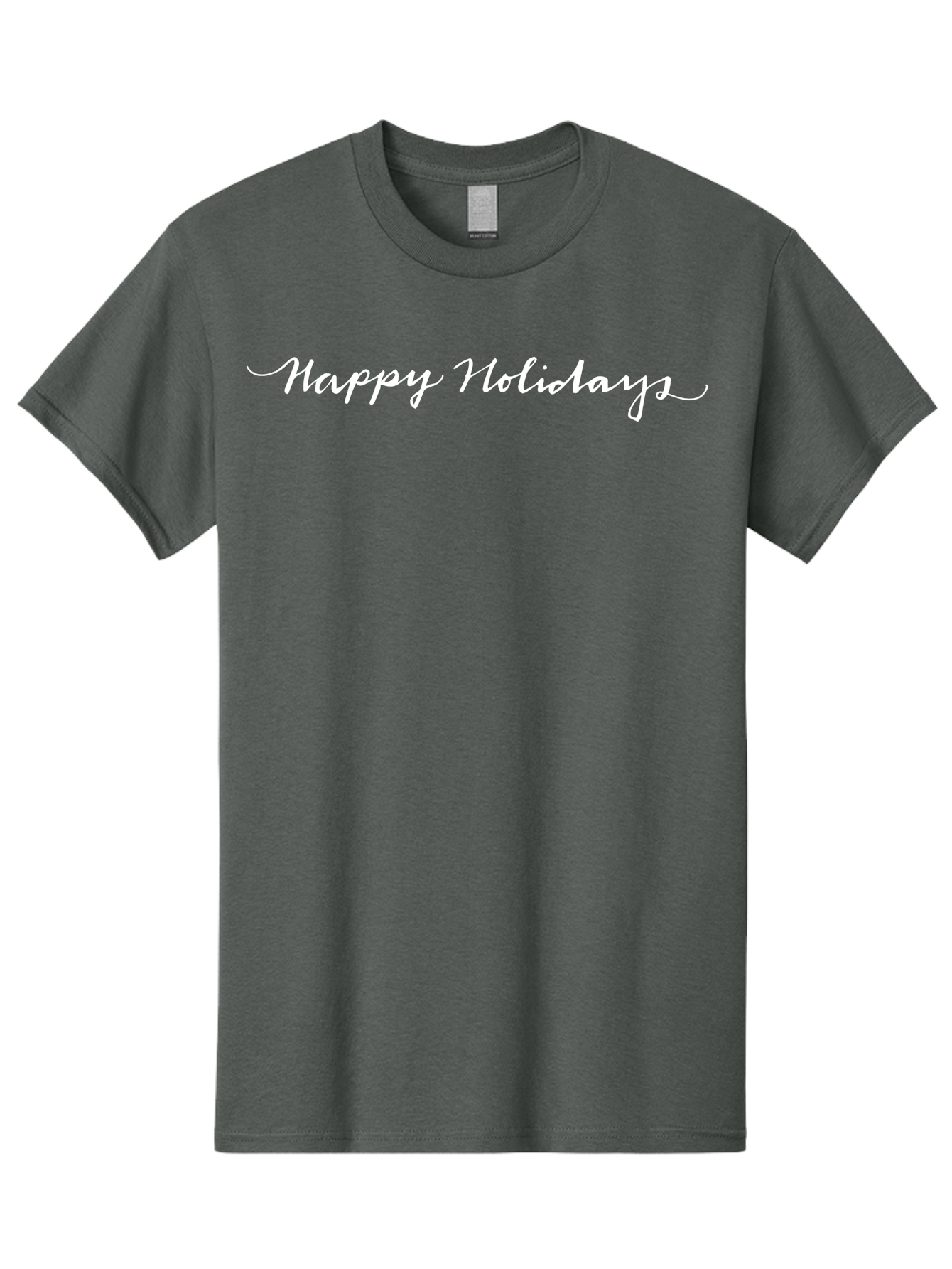 Happy-Holidays-2 Men'S Graphic Tee, 100% Cotton, Comfortable Casual Summer Wear, Machine Washable, Holiday Greeting, Festive Wishes, Seasonal Message, White Cursive Text, Celebration Message, Joyful Greetings, Happy Holidays -  Aaa914
