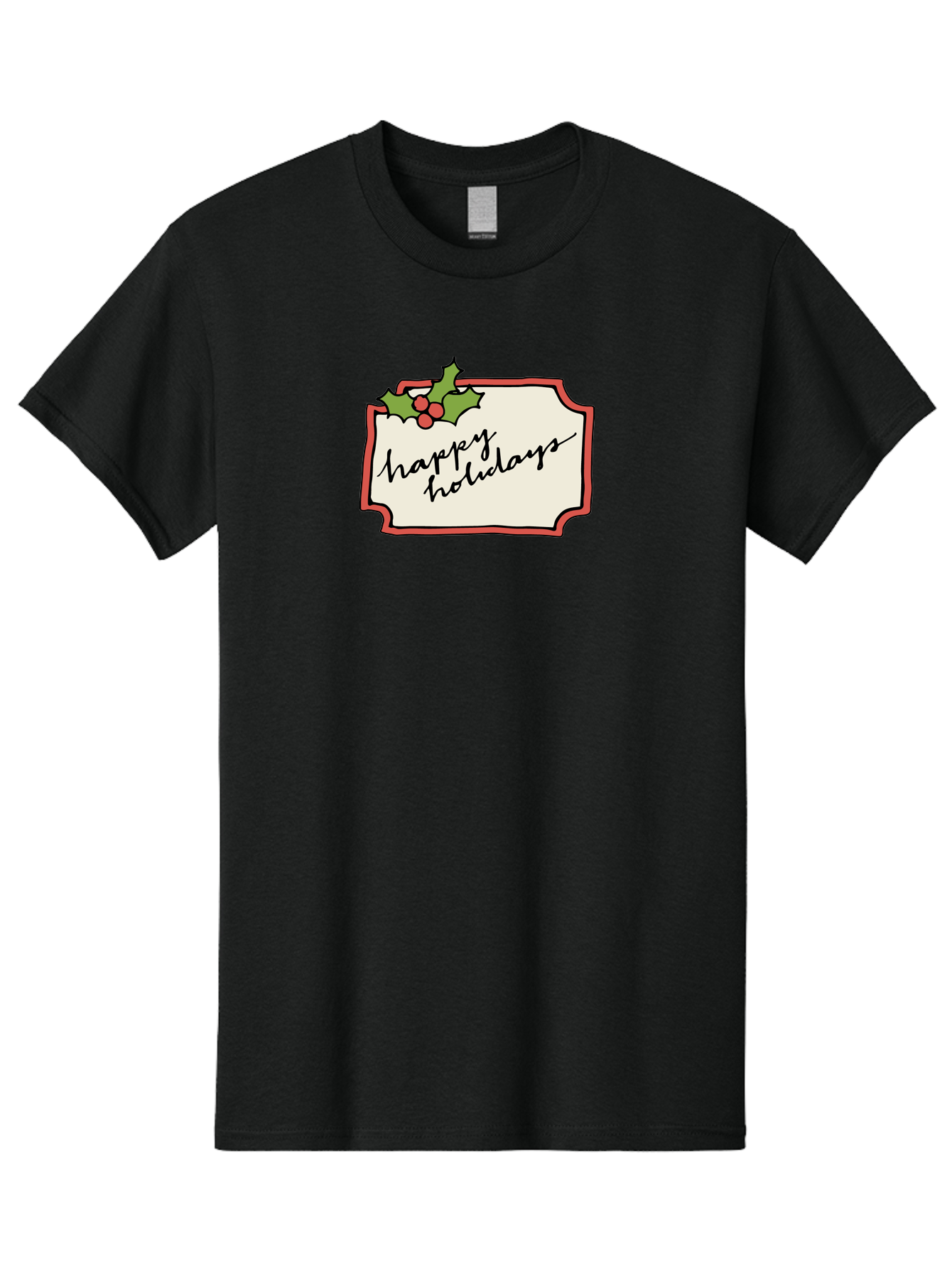 Happy-Holidays Men'S Graphic Tee, 100% Cotton, Comfortable Casual Summer Wear, Machine Washable, Happy Holidays, Festive Season, Holiday Cheer, Red Berries, Holly Leaves, Greeting Card, Celebration, Winter Wonderland, Joyous Occasion, -  Aaa921