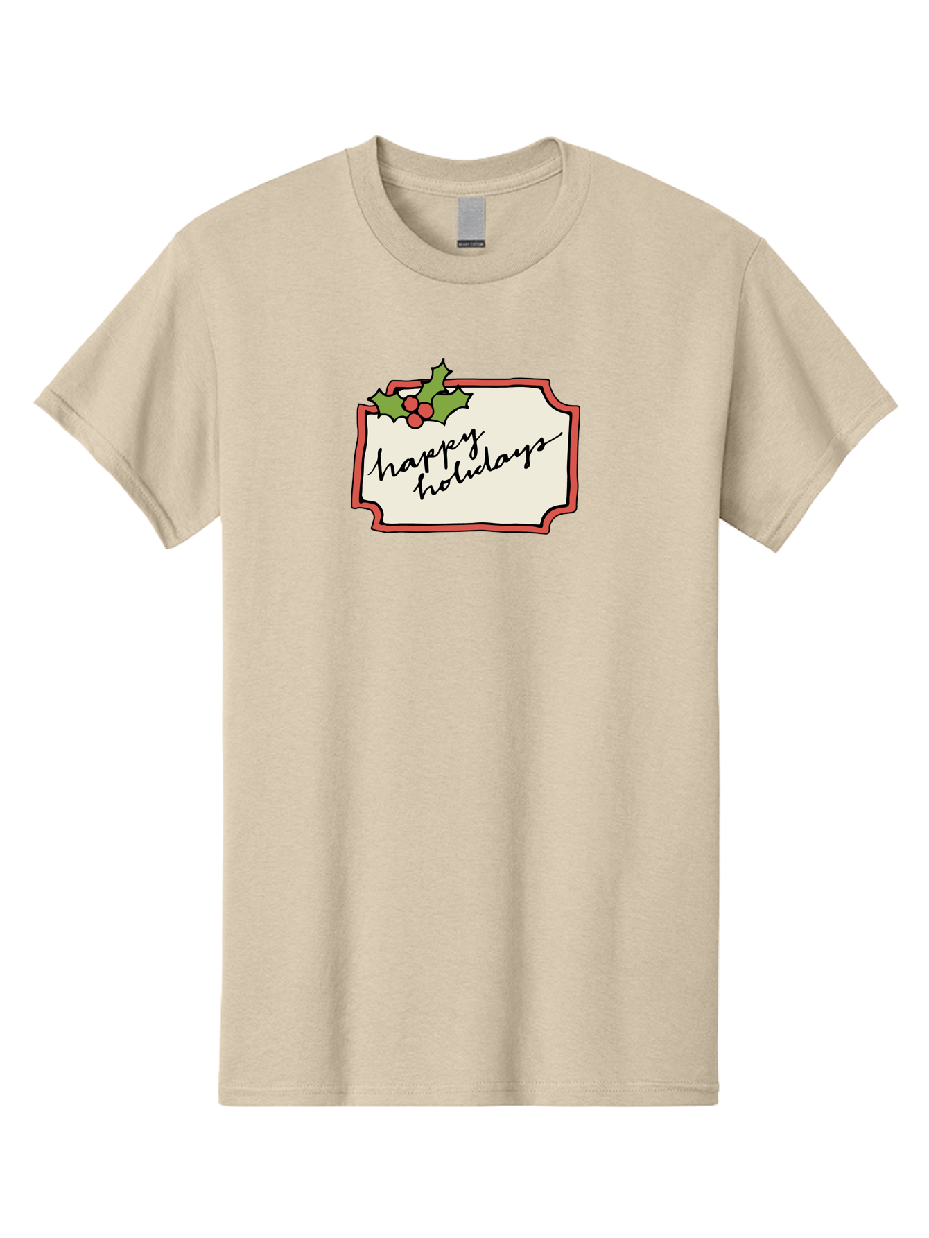 Happy-Holidays Men'S Graphic Tee, 100% Cotton, Comfortable Casual Summer Wear, Machine Washable, Happy Holidays, Festive Season, Holiday Cheer, Red Berries, Holly Leaves, Greeting Card, Celebration, Winter Wonderland, Joyous Occasion, -  Aaa921