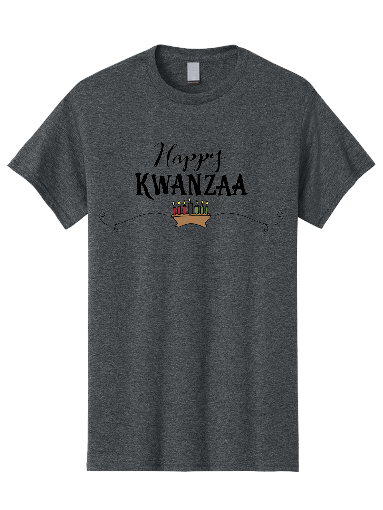 Happy-Kwanzaa Men'S Graphic Tee, 100% Cotton, Comfortable Casual Summer Wear, Machine Washable, Happy Kwanzaa, Kinara Candles, African American Culture, Celebration, Unity, Community, Holiday Greeting -  Aaa922