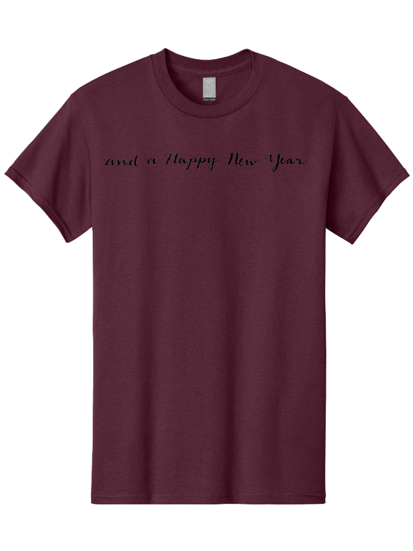 Happy-New-Year-1 Men'S Graphic Tee, 100% Cotton, Comfortable Casual Summer Wear, Machine Washable, Happy New Year Wishes, New Year Greeting, Holiday Message, Celebratory Text, Cursive Script, Festive Wishes, New Beginnings -  Aaa923