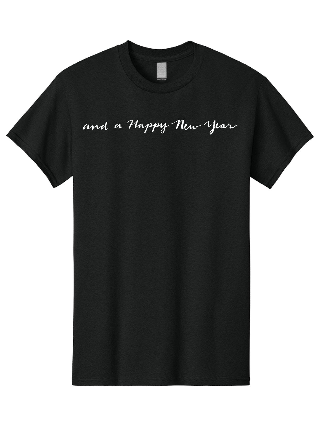 Happy-New-Year Men'S Graphic Tee, 100% Cotton, Comfortable Casual Summer Wear, Machine Washable, Happy New Year, New Year'S Wishes, Festive Greetings, Celebratory Message, Holiday Season, Cursive Text -  Aaa924