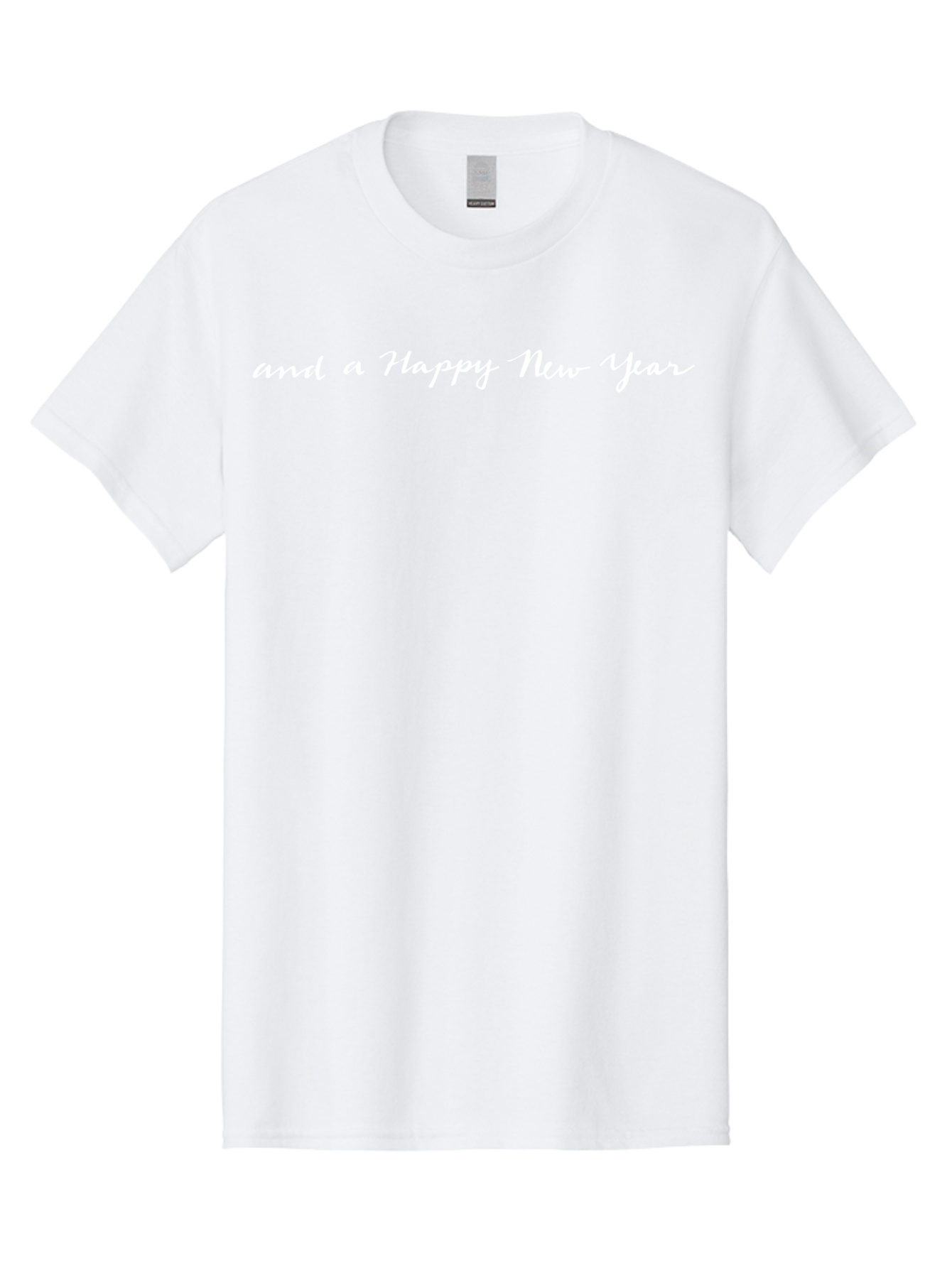 Happy-New-Year Men'S Graphic Tee, 100% Cotton, Comfortable Casual Summer Wear, Machine Washable, Happy New Year, New Year'S Wishes, Festive Greetings, Celebratory Message, Holiday Season, Cursive Text -  Aaa924