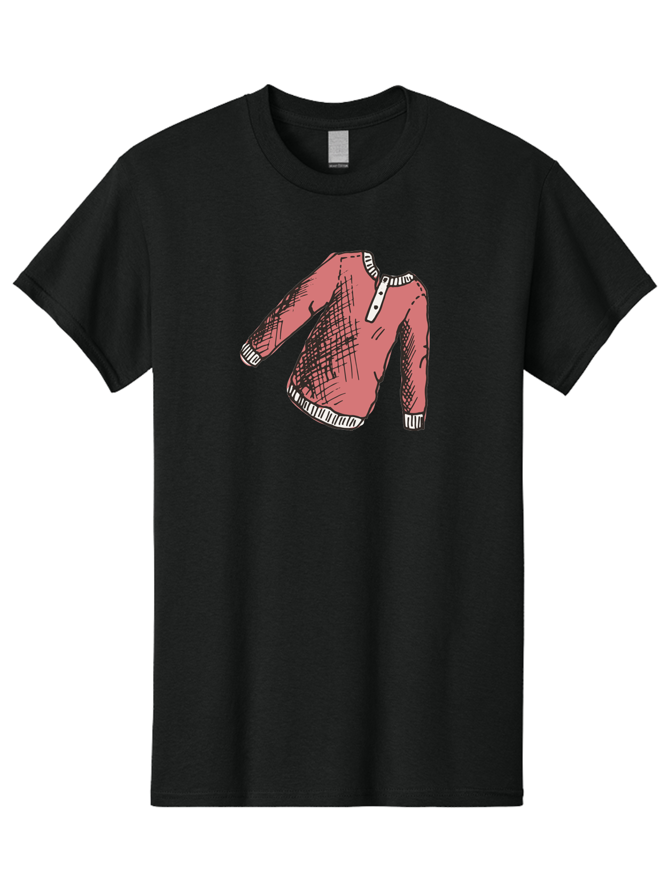 Henley-Shirt Men'S Graphic Tee, 100% Cotton, Comfortable Casual Summer Wear, Machine Washable, Pink Sweater, Casual Wear, Knitted Fabric, White Trim, Three-Button Placket, Scratchy Sketch Lines, Fashion Illustration, Clothing Design, -  Aaa926