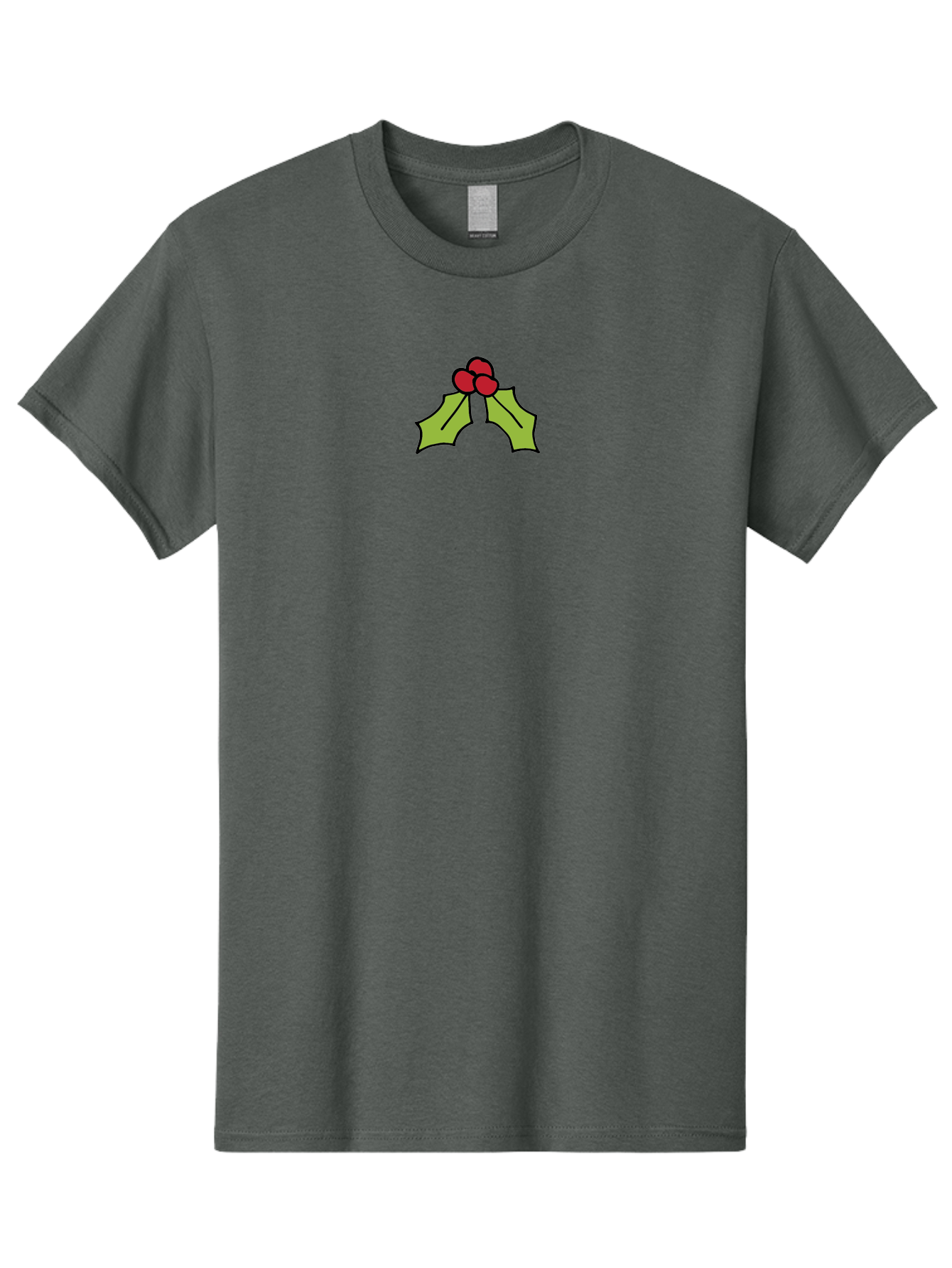 Holly-5 Men'S Graphic Tee, 100% Cotton, Comfortable Casual Summer Wear, Machine Washable, Holiday Decoration, Festive Symbol, Christmas Icon, Red Berries, Green Leaves, Winter Decor, Seasonal Graphic, Cartoon Illustration, Simple Design -  Aaa932