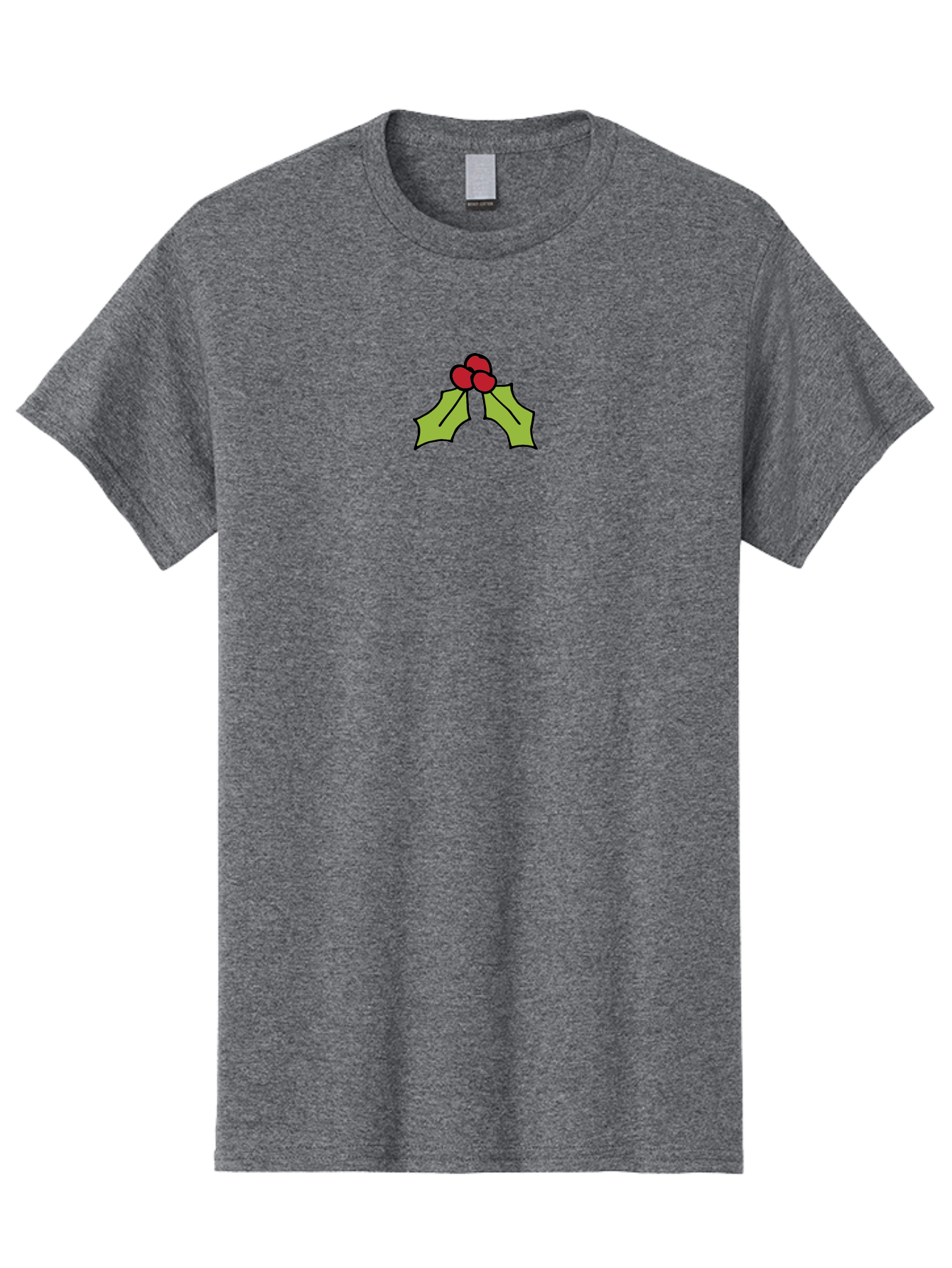 Holly-5 Men'S Graphic Tee, 100% Cotton, Comfortable Casual Summer Wear, Machine Washable, Holiday Decoration, Festive Symbol, Christmas Icon, Red Berries, Green Leaves, Winter Decor, Seasonal Graphic, Cartoon Illustration, Simple Design -  Aaa932