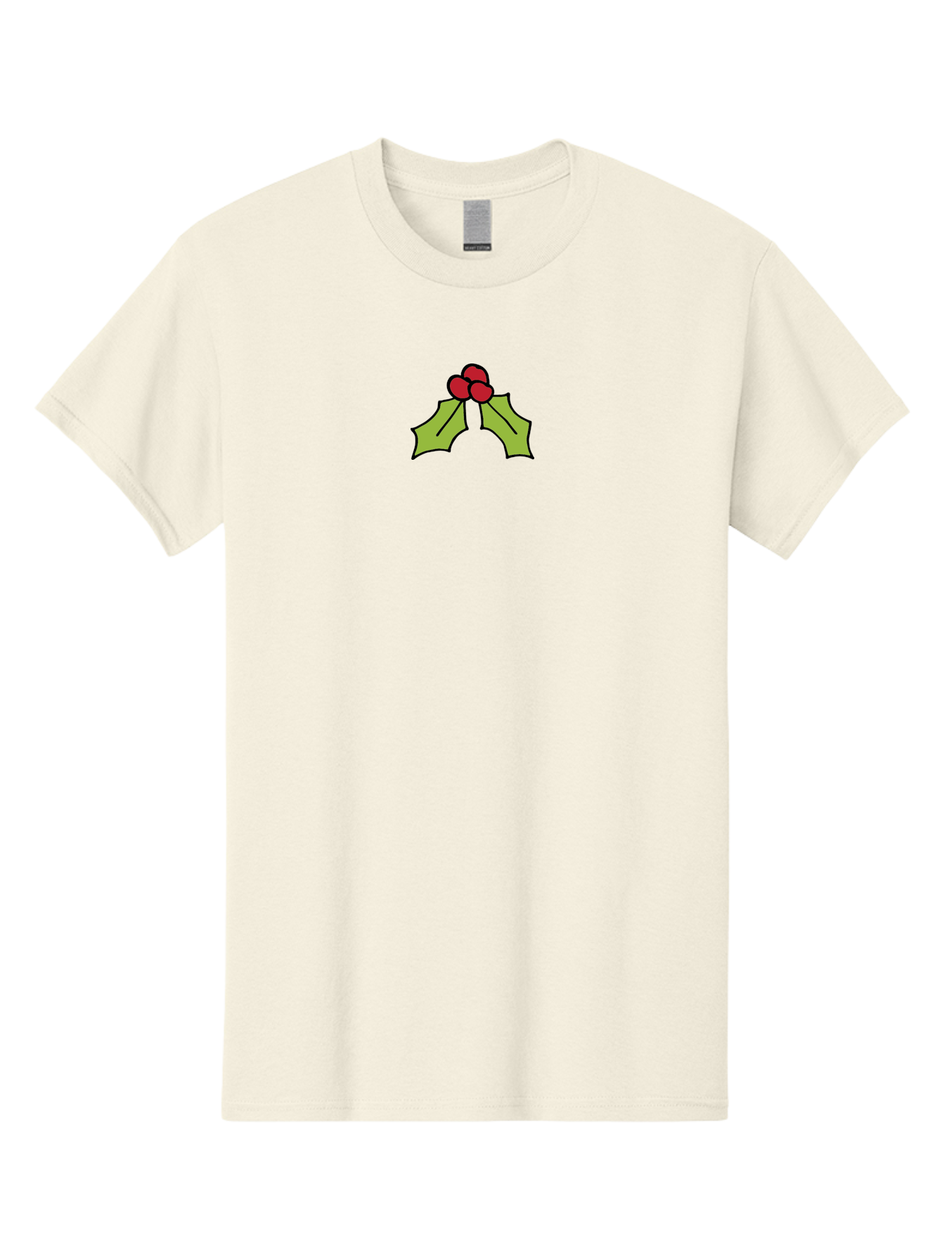 Holly-5 Men'S Graphic Tee, 100% Cotton, Comfortable Casual Summer Wear, Machine Washable, Holiday Decoration, Festive Symbol, Christmas Icon, Red Berries, Green Leaves, Winter Decor, Seasonal Graphic, Cartoon Illustration, Simple Design -  Aaa932
