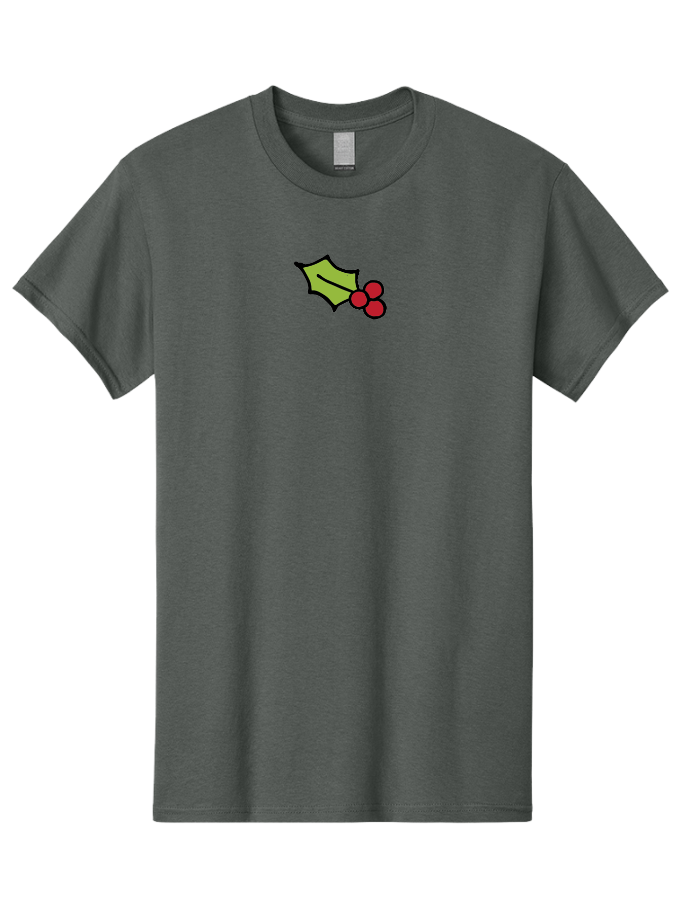 Holly-Leaves-And-Berries-1 Men'S Graphic Tee, 100% Cotton, Comfortable Casual Summer Wear, Machine Washable, Holly Leaf Illustration, Red Berries, Festive Decor, Holiday Theme, Christmas Symbol, Winter Decoration, Cartoon Style, -  Aaa934