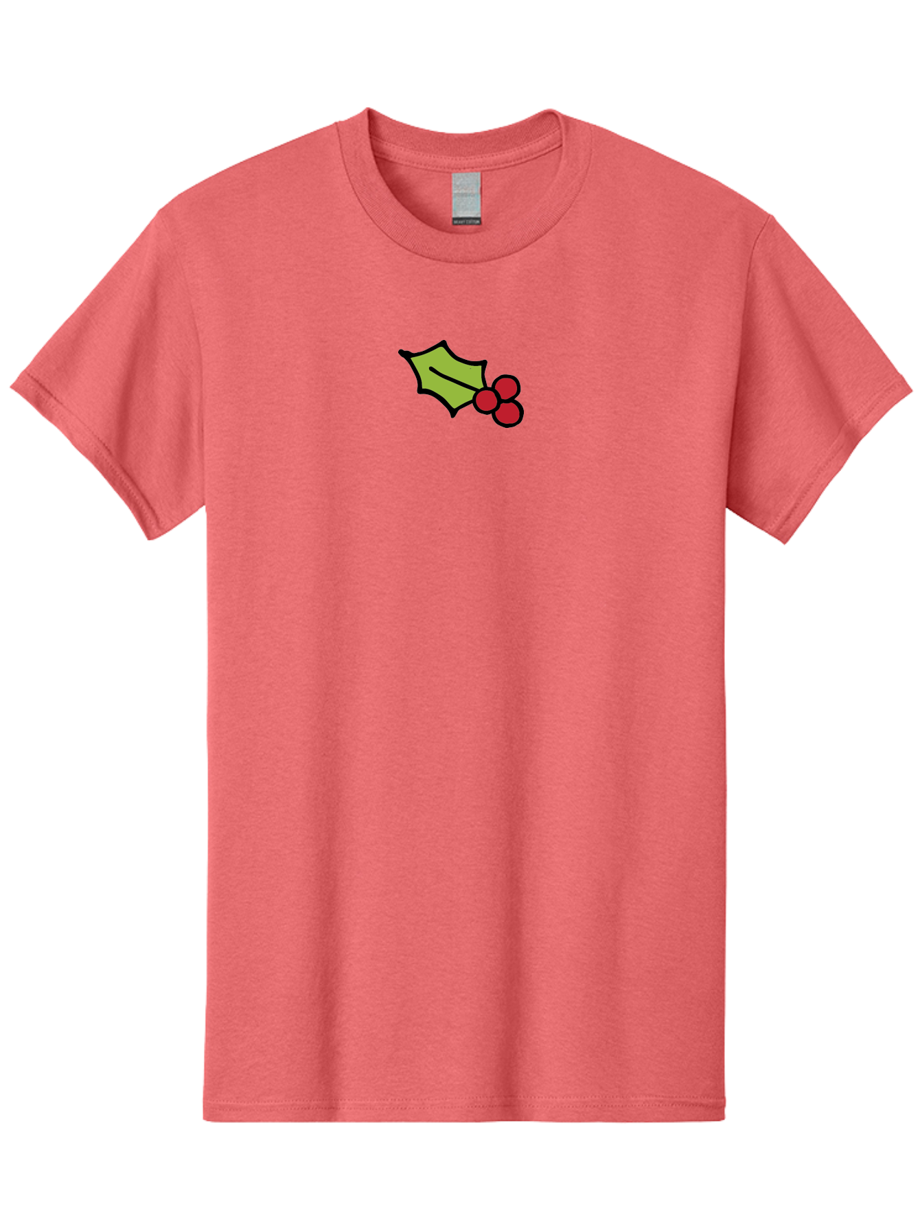 Holly-Leaves-And-Berries-1 Men'S Graphic Tee, 100% Cotton, Comfortable Casual Summer Wear, Machine Washable, Holly Leaf Illustration, Red Berries, Festive Decor, Holiday Theme, Christmas Symbol, Winter Decoration, Cartoon Style, -  Aaa934