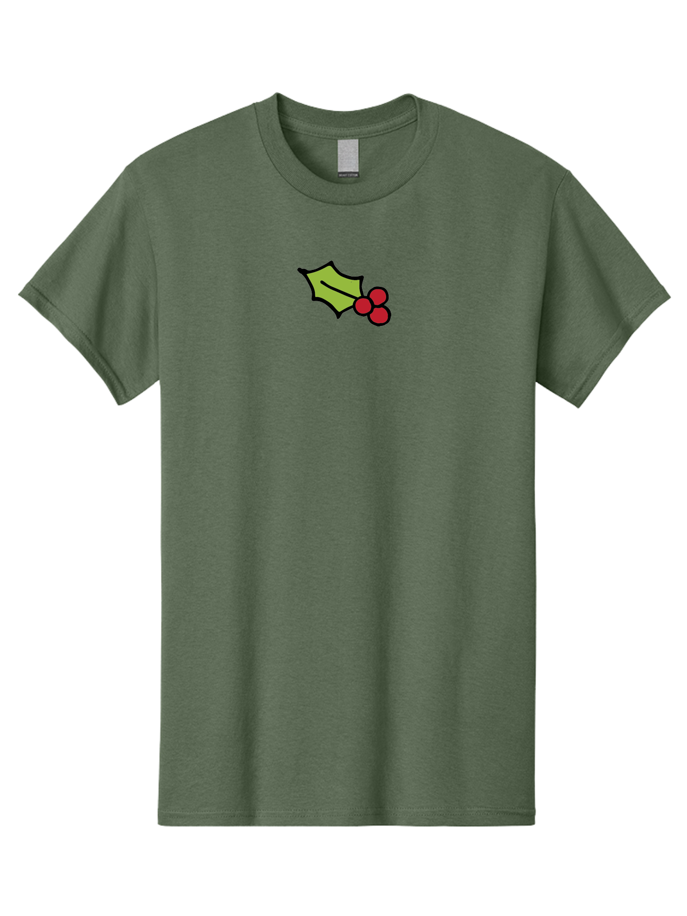 Holly-Leaves-And-Berries-1 Men'S Graphic Tee, 100% Cotton, Comfortable Casual Summer Wear, Machine Washable, Holly Leaf Illustration, Red Berries, Festive Decor, Holiday Theme, Christmas Symbol, Winter Decoration, Cartoon Style, -  Aaa934