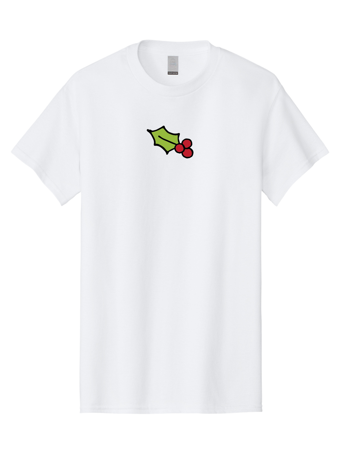 Holly-Leaves-And-Berries-1 Men'S Graphic Tee, 100% Cotton, Comfortable Casual Summer Wear, Machine Washable, Holly Leaf Illustration, Red Berries, Festive Decor, Holiday Theme, Christmas Symbol, Winter Decoration, Cartoon Style, -  Aaa934