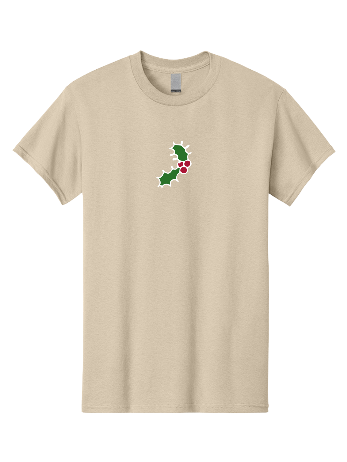 Holly-Leaves Men'S Graphic Tee, 100% Cotton, Comfortable Casual Summer Wear, Machine Washable, Holly Leaves, Red Berries, Festive Decor, Christmas Symbol, Winter Theme, Holiday Decoration, Seasonal Graphic -  Aaa936