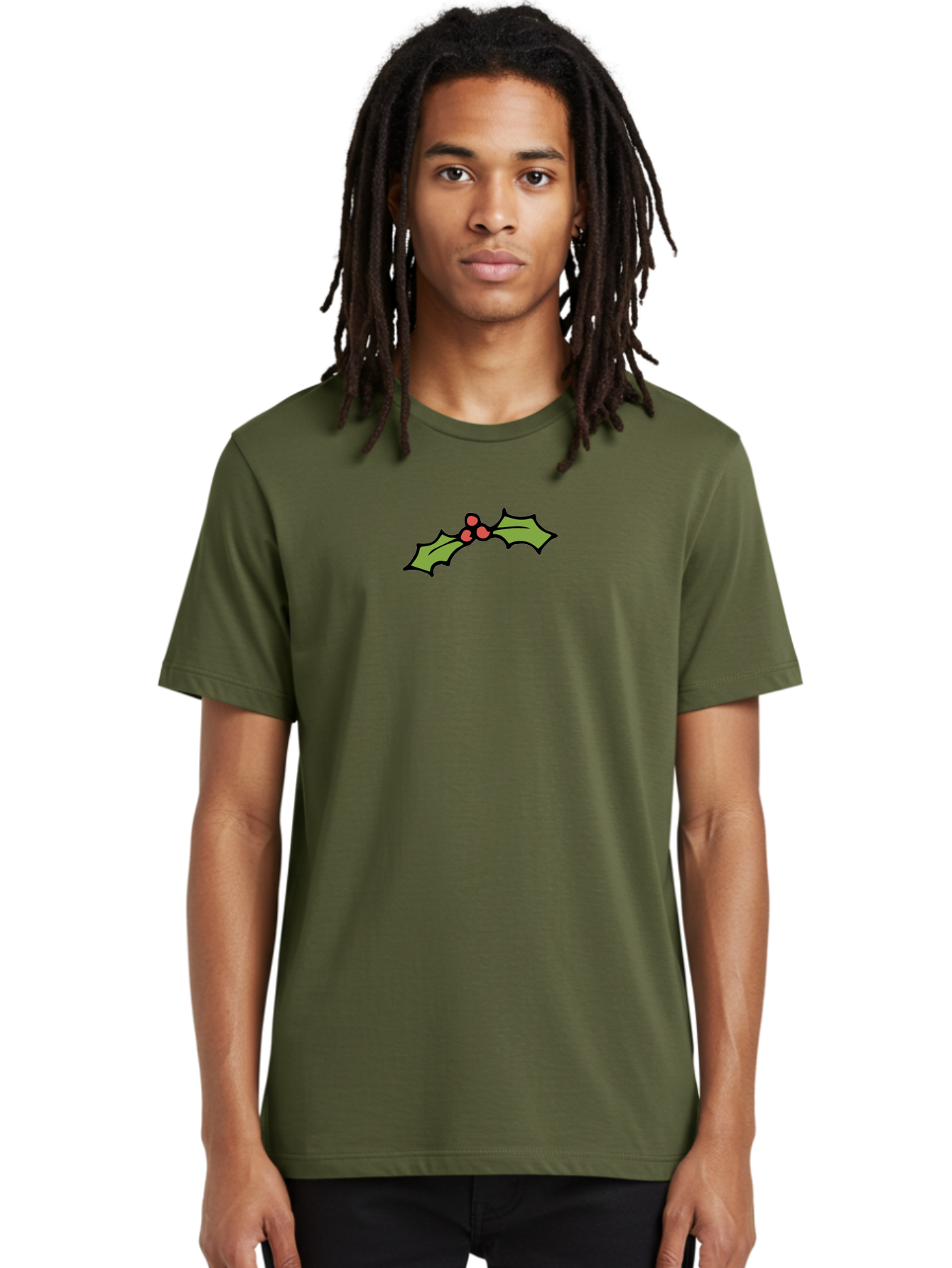 Holly Men'S Graphic Tee, 100% Cotton, Comfortable Casual Summer Wear, Machine Washable, Holiday Decor, Christmas Foliage, Festive Holly, Christmas Decoration, Red Berries, Green Leaves, Festive Atmosphere, Winter Wonderland -  Aaa938