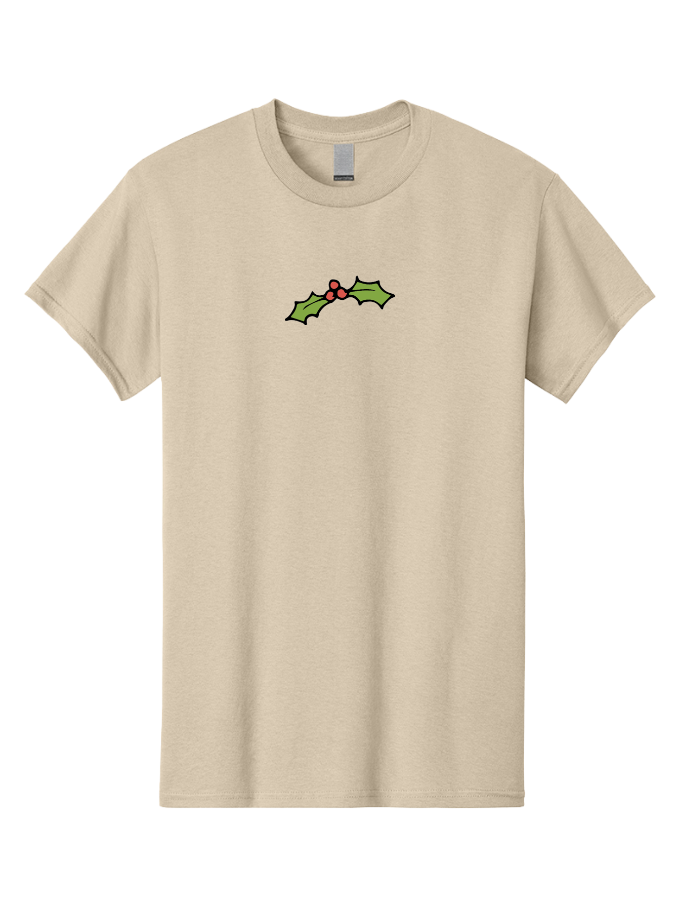 Holly Men'S Graphic Tee, 100% Cotton, Comfortable Casual Summer Wear, Machine Washable, Holiday Decor, Christmas Foliage, Festive Holly, Christmas Decoration, Red Berries, Green Leaves, Festive Atmosphere, Winter Wonderland -  Aaa938
