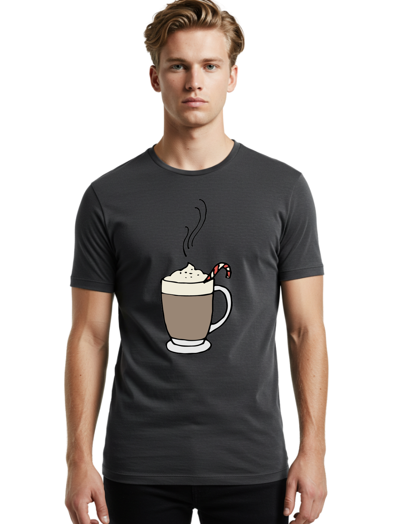 Hot-Chocolate-1 Men'S Graphic Tee, 100% Cotton, Comfortable Casual Summer Wear, Machine Washable, Hot Chocolate, Whipped Cream, Candy Cane, Holiday Drink, Sweet Treat, Festive Beverage, Marshmallow Topping, Chocolatey Goodness, -  Aaa939