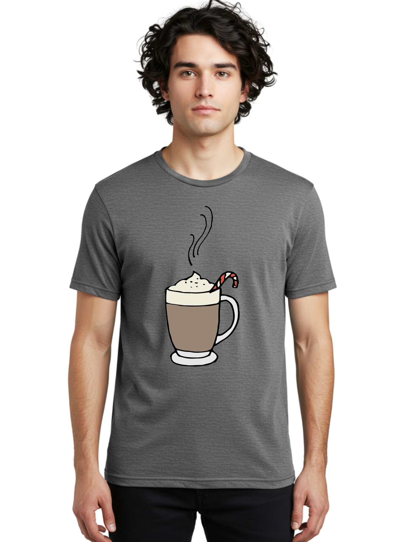 Hot-Chocolate-1 Men'S Graphic Tee, 100% Cotton, Comfortable Casual Summer Wear, Machine Washable, Hot Chocolate, Whipped Cream, Candy Cane, Holiday Drink, Sweet Treat, Festive Beverage, Marshmallow Topping, Chocolatey Goodness, -  Aaa939