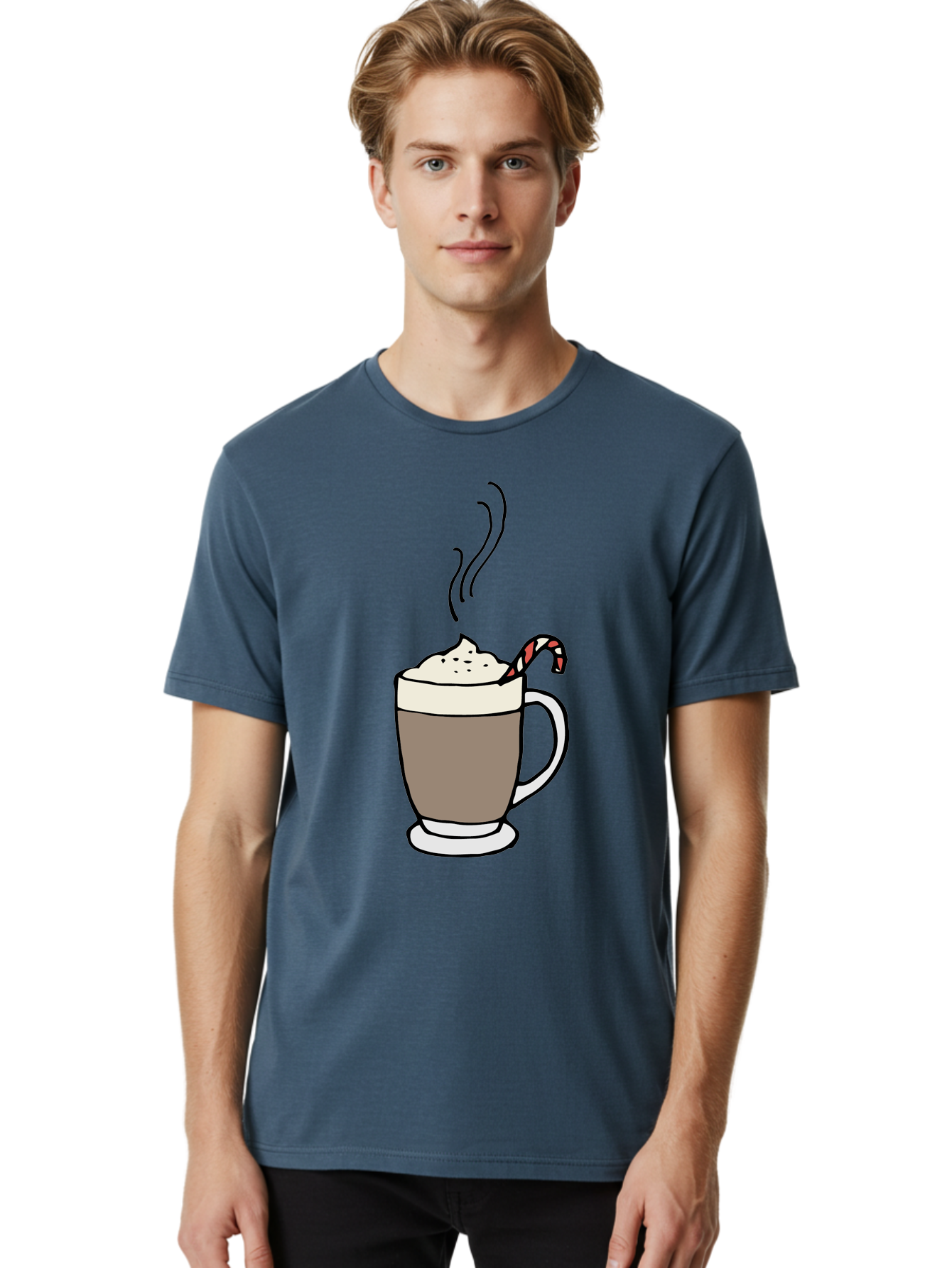 Hot-Chocolate-1 Men'S Graphic Tee, 100% Cotton, Comfortable Casual Summer Wear, Machine Washable, Hot Chocolate, Whipped Cream, Candy Cane, Holiday Drink, Sweet Treat, Festive Beverage, Marshmallow Topping, Chocolatey Goodness, -  Aaa939