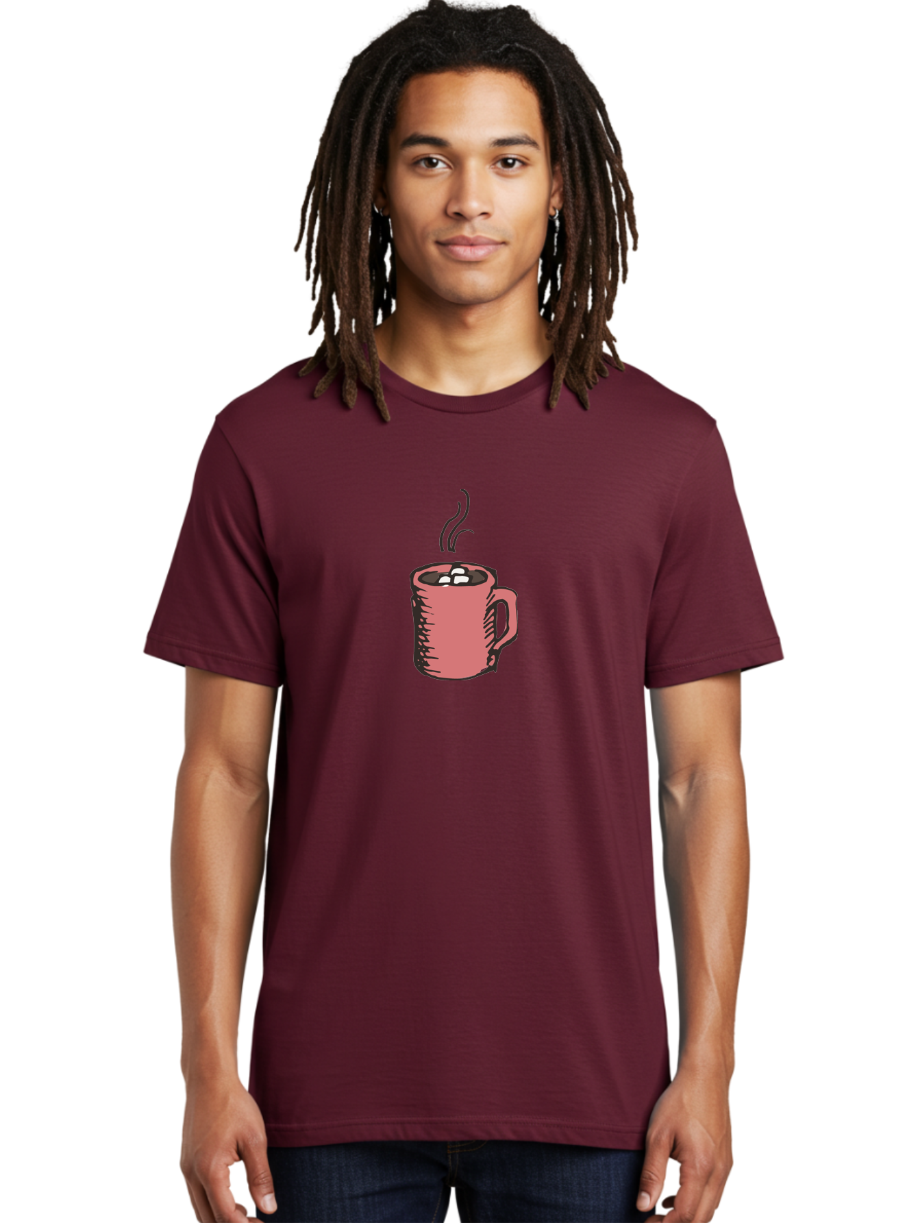 Hot-Chocolate Men'S Graphic Tee, 100% Cotton, Comfortable Casual Summer Wear, Machine Washable, Hot Chocolate, Marshmallows, Steaming Hot, Pink Mug, Cozy Drink, Warm Beverage, Sweet Treat, Comforting Delight -  Aaa943