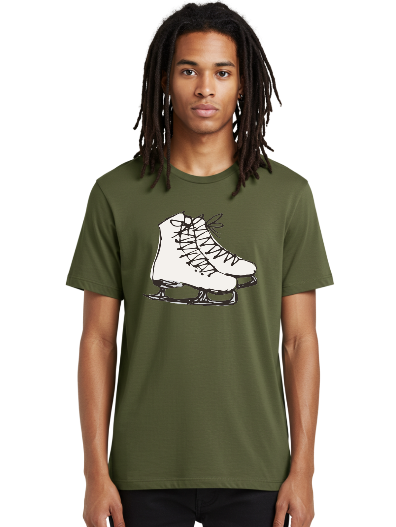 Ice-Skates-1 Men'S Graphic Tee, 100% Cotton, Comfortable Casual Summer Wear, Machine Washable, Ice Skates, Winter Sports, Figure Skating, Ice Skating, Laced Boots, Winter Fun, Cold Weather Activities, Frozen Rink -  Aaa944