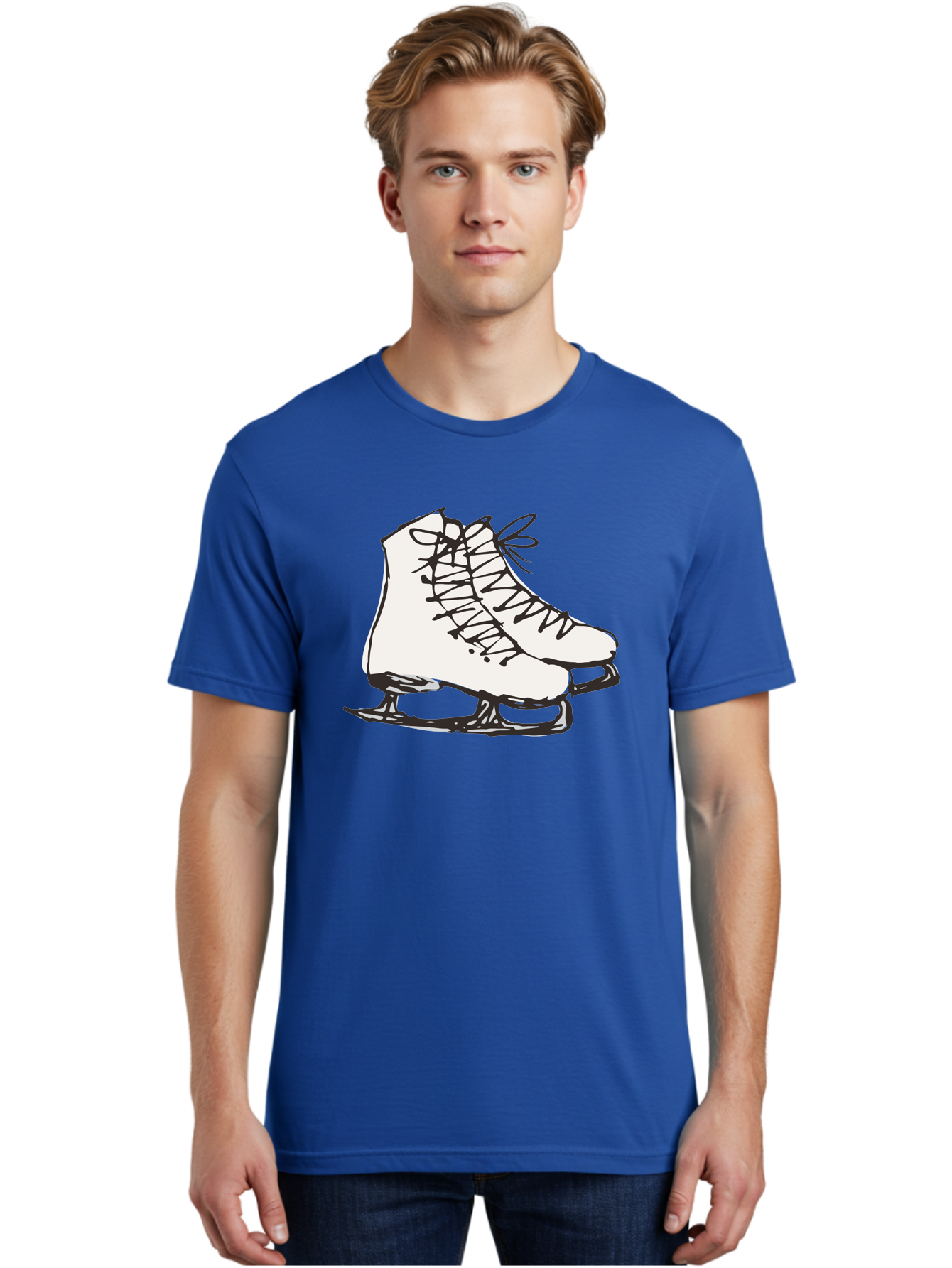Ice-Skates-1 Men'S Graphic Tee, 100% Cotton, Comfortable Casual Summer Wear, Machine Washable, Ice Skates, Winter Sports, Figure Skating, Ice Skating, Laced Boots, Winter Fun, Cold Weather Activities, Frozen Rink -  Aaa944