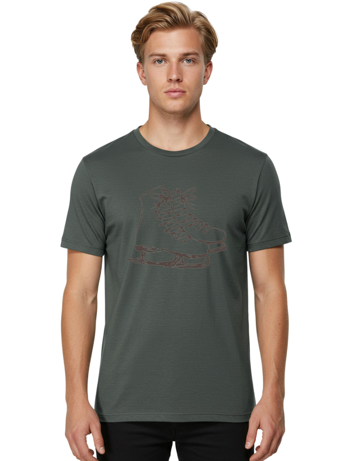 Ice-Skates Men'S Graphic Tee, 100% Cotton, Comfortable Casual Summer Wear, Machine Washable, Ice Skates, Winter Sports, Ice Skating, Skate Blades, Laced Boots, Ice Hockey, Winter Fun, Frozen Rink, Ice Rinks, Skate Equipment, -  Aaa945