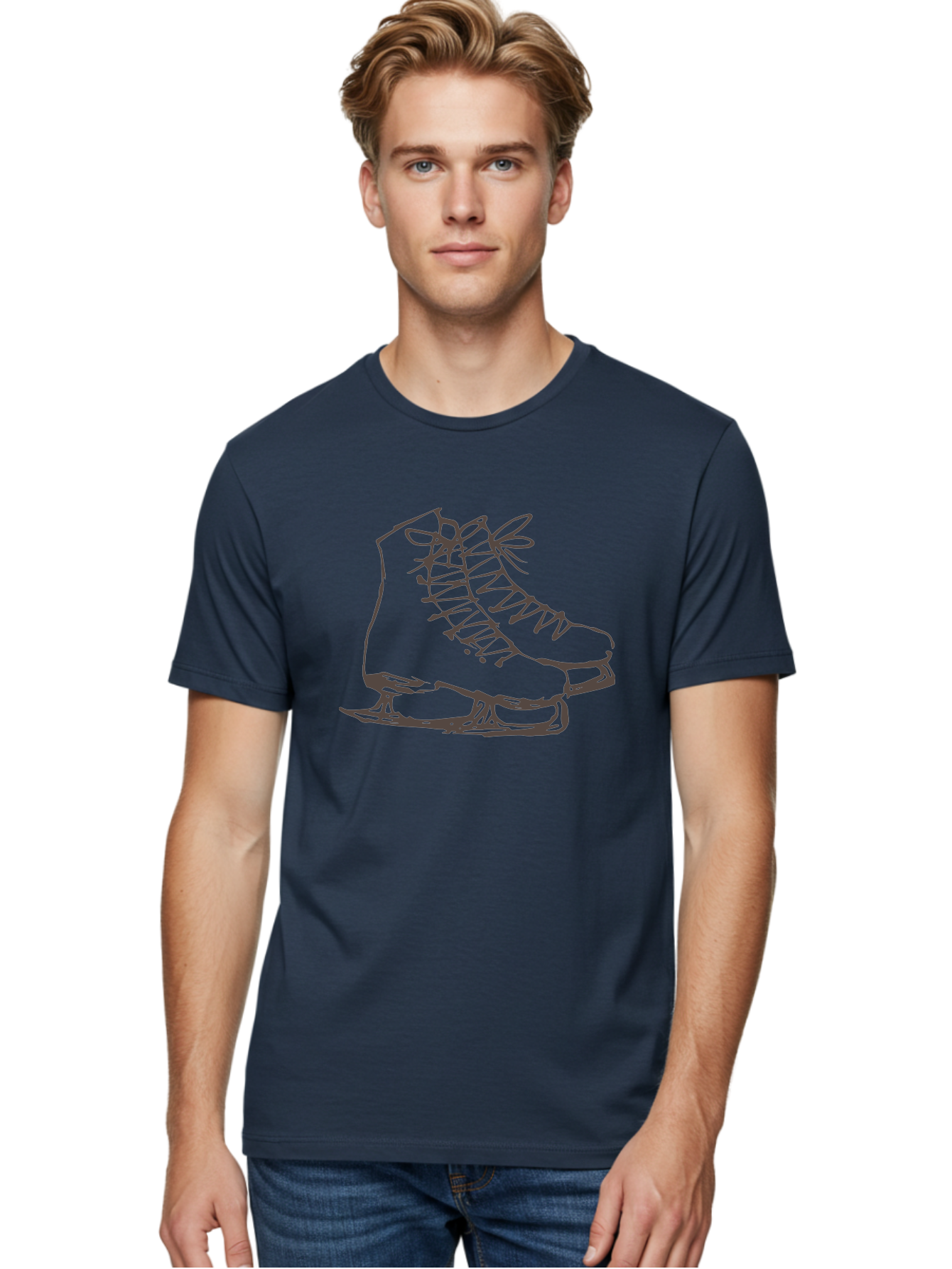Ice-Skates Men'S Graphic Tee, 100% Cotton, Comfortable Casual Summer Wear, Machine Washable, Ice Skates, Winter Sports, Ice Skating, Skate Blades, Laced Boots, Ice Hockey, Winter Fun, Frozen Rink, Ice Rinks, Skate Equipment, -  Aaa945