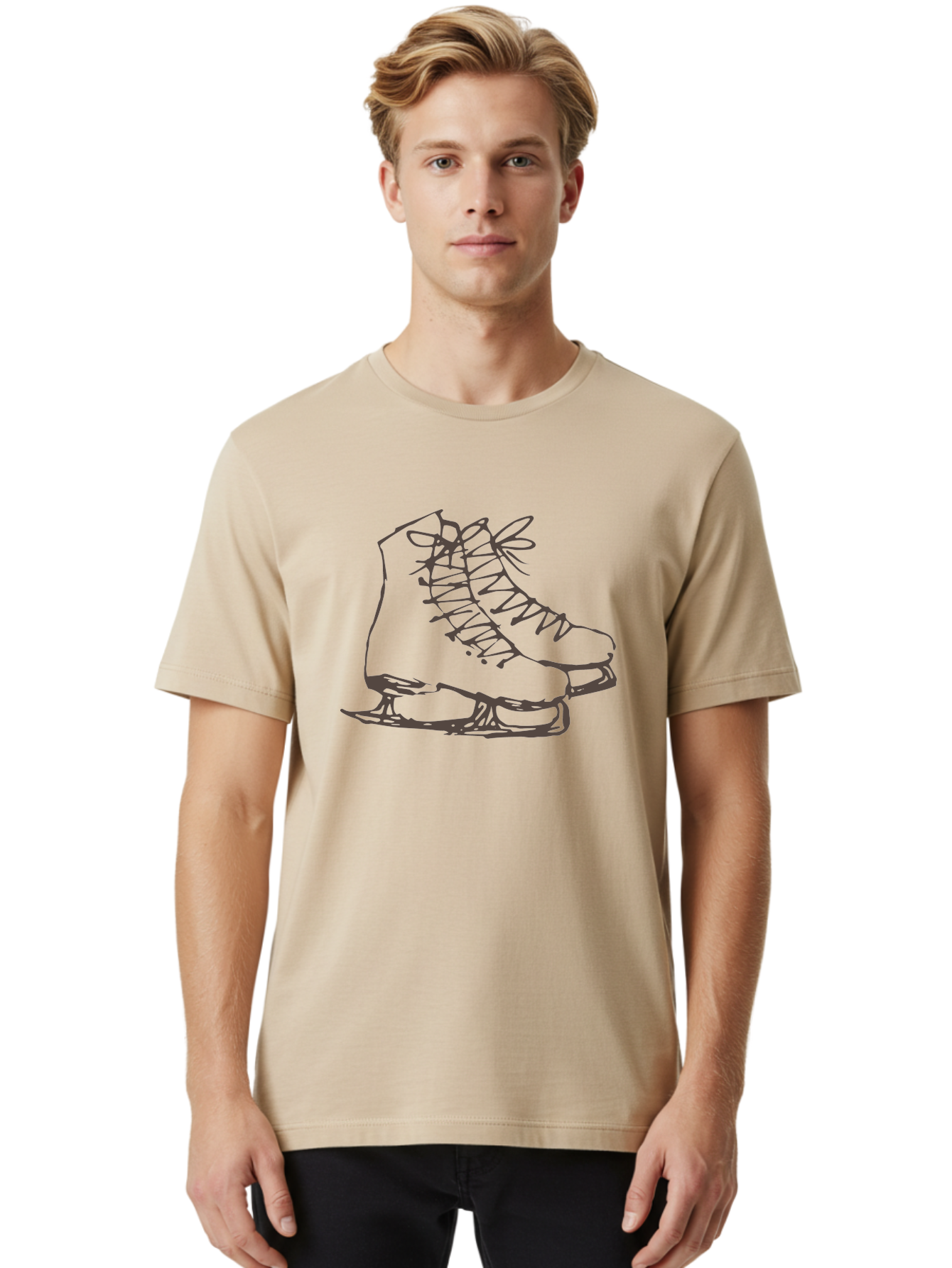Ice-Skates Men'S Graphic Tee, 100% Cotton, Comfortable Casual Summer Wear, Machine Washable, Ice Skates, Winter Sports, Ice Skating, Skate Blades, Laced Boots, Ice Hockey, Winter Fun, Frozen Rink, Ice Rinks, Skate Equipment, -  Aaa945