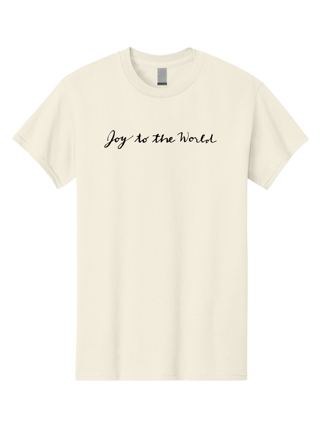 Joy-To-The-World-1 Men'S Graphic Tee, 100% Cotton, Comfortable Casual Summer Wear, Machine Washable, Holiday Greeting, Christmas Message, Festive Phrase, Joyful Sentiment, Celebratory Text, Black Cursive Font, Inspirational Quote -  Aaa953