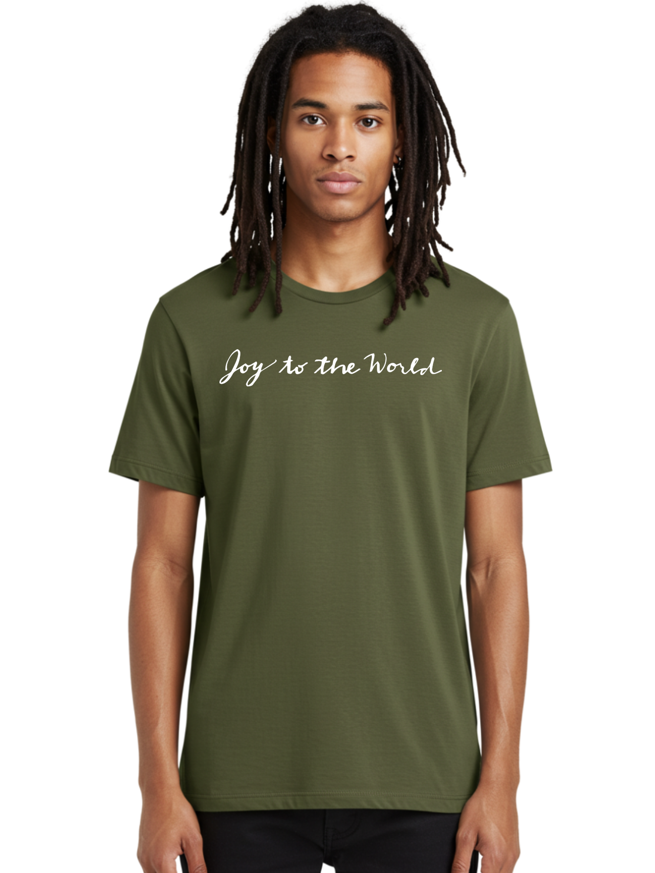 Joy-To-The-World Men'S Graphic Tee, 100% Cotton, Comfortable Casual Summer Wear, Machine Washable, Christmas Greeting, Holiday Message, Joyful Wishes, Festive Season, White Cursive Text -  Aaa954