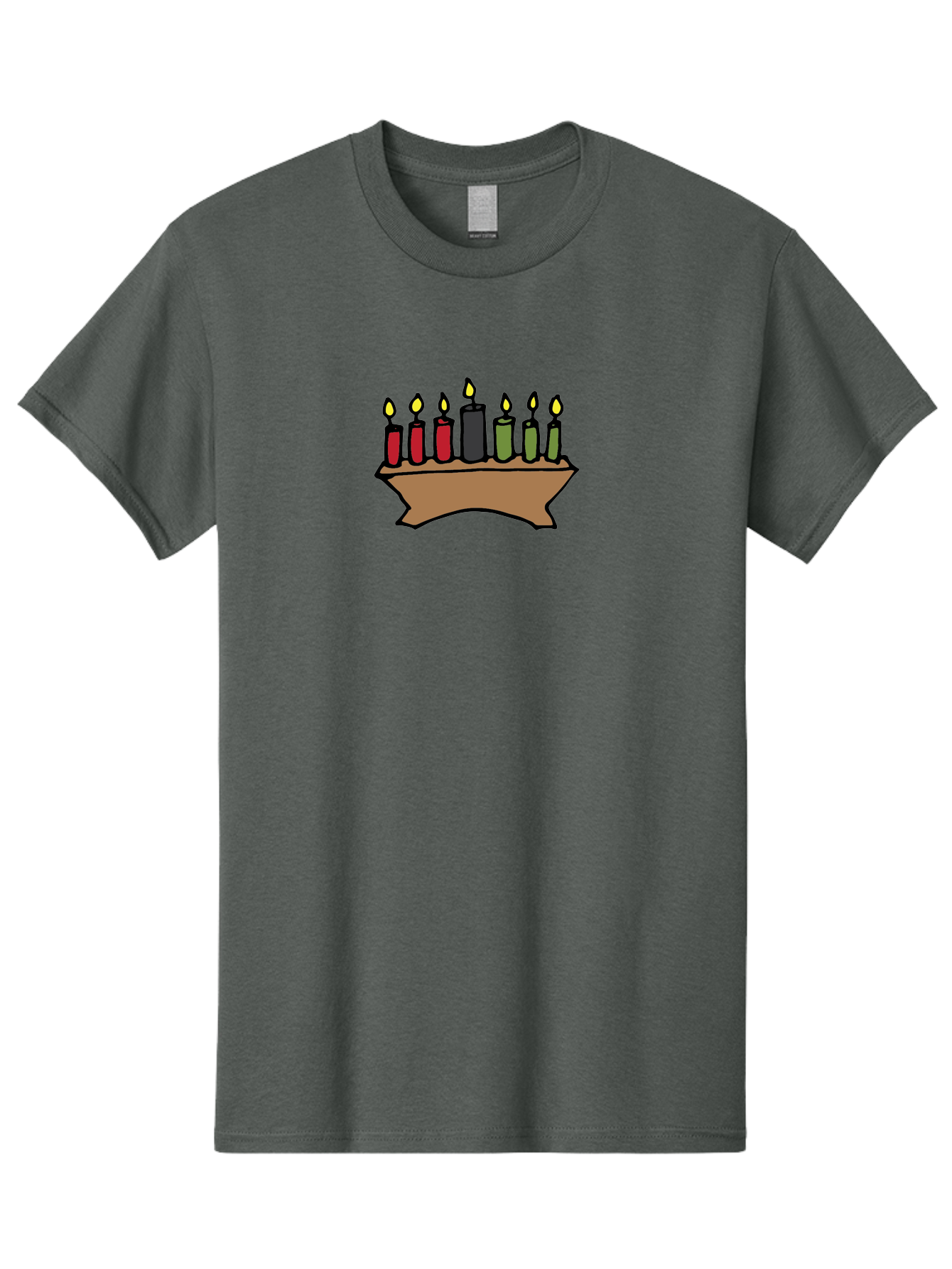 Kwanzaa-Kinara Men'S Graphic Tee, 100% Cotton, Comfortable Casual Summer Wear, Machine Washable, Kwanzaa Kinara With Seven Candles, Red, Black, Green Candles, Lit Flames, African Heritage, Cultural Celebration, Traditional Symbols, -  Aaa958