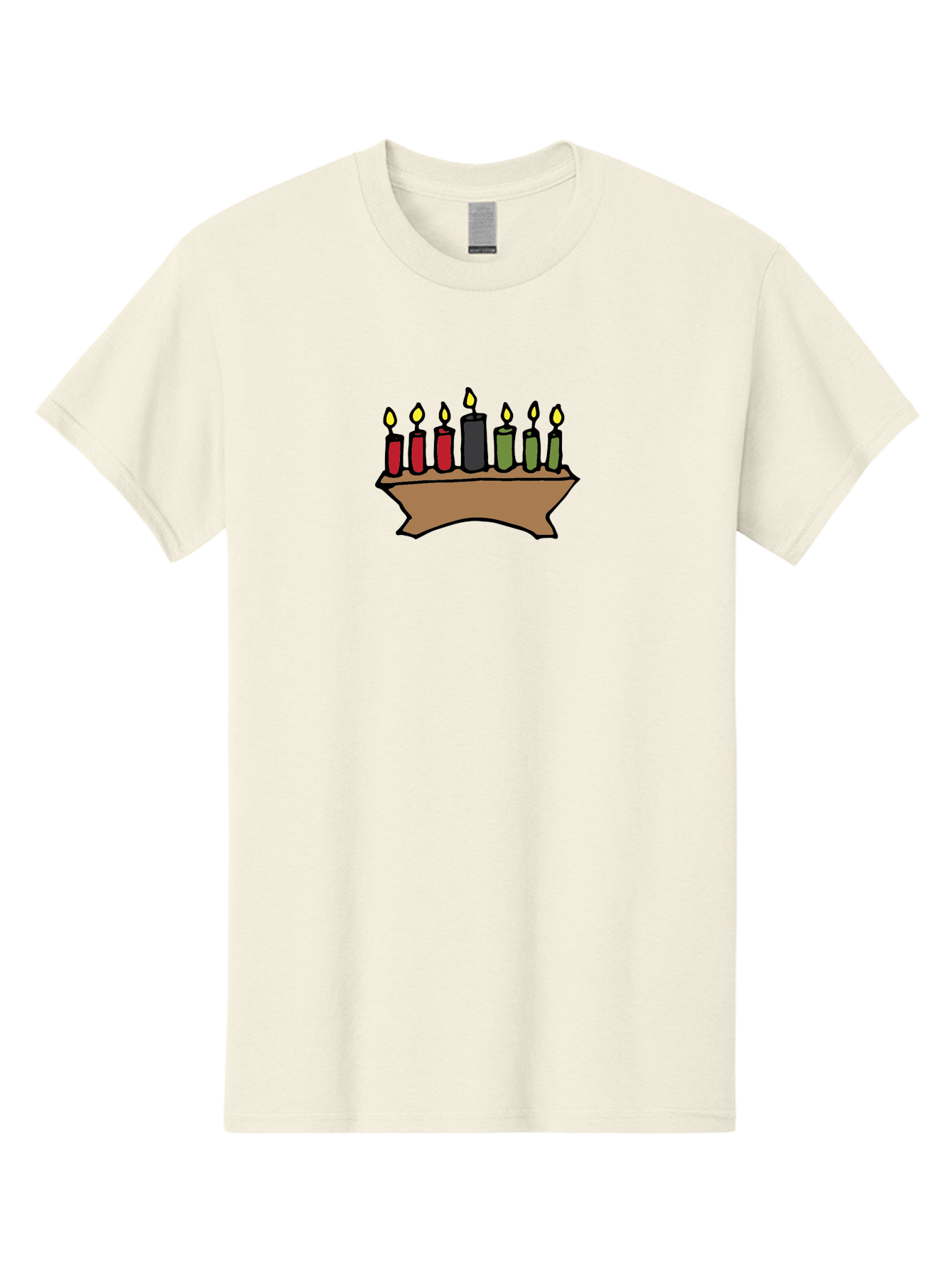 Kwanzaa-Kinara Men'S Graphic Tee, 100% Cotton, Comfortable Casual Summer Wear, Machine Washable, Kwanzaa Kinara With Seven Candles, Red, Black, Green Candles, Lit Flames, African Heritage, Cultural Celebration, Traditional Symbols, -  Aaa958