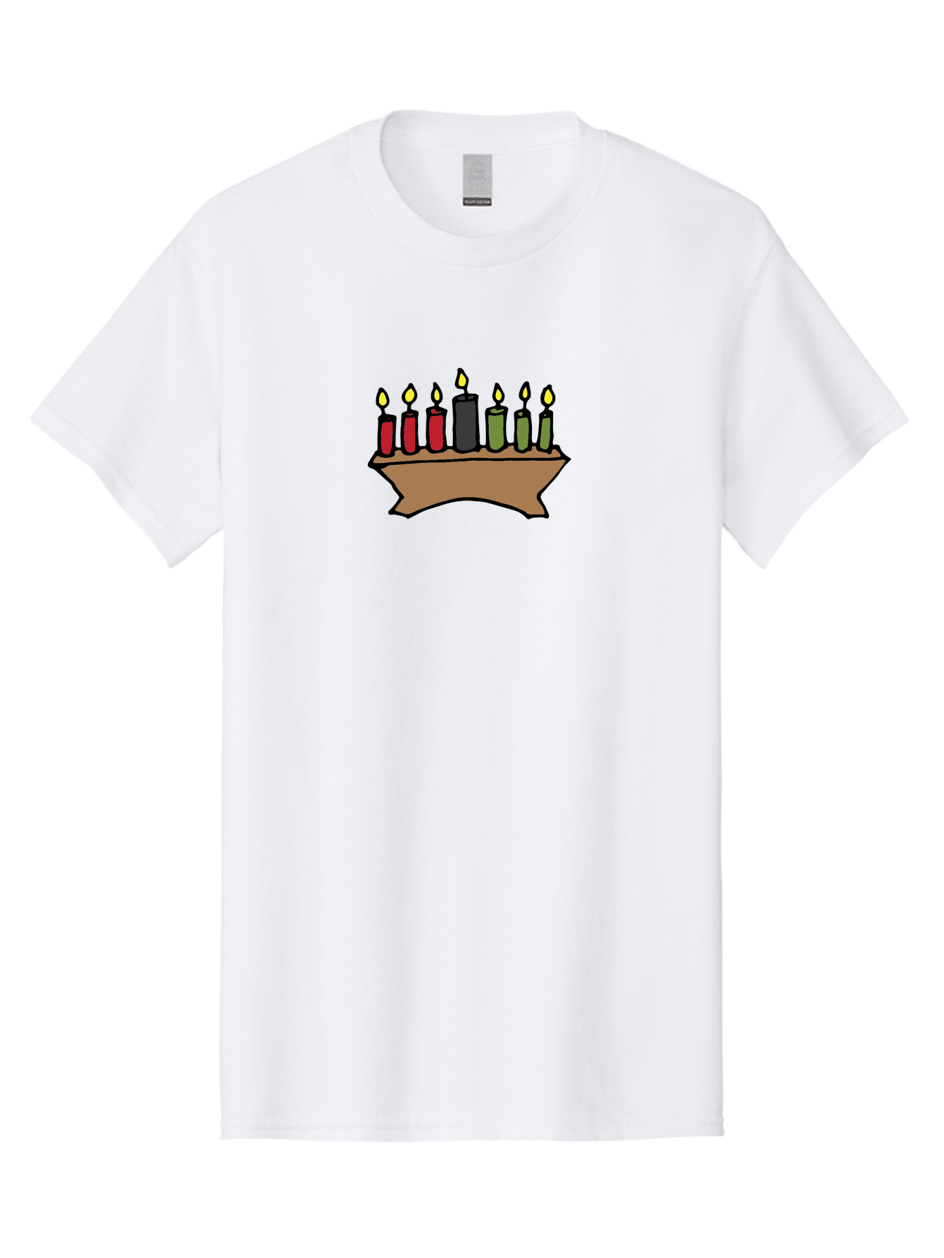 Kwanzaa-Kinara Men'S Graphic Tee, 100% Cotton, Comfortable Casual Summer Wear, Machine Washable, Kwanzaa Kinara With Seven Candles, Red, Black, Green Candles, Lit Flames, African Heritage, Cultural Celebration, Traditional Symbols, -  Aaa958