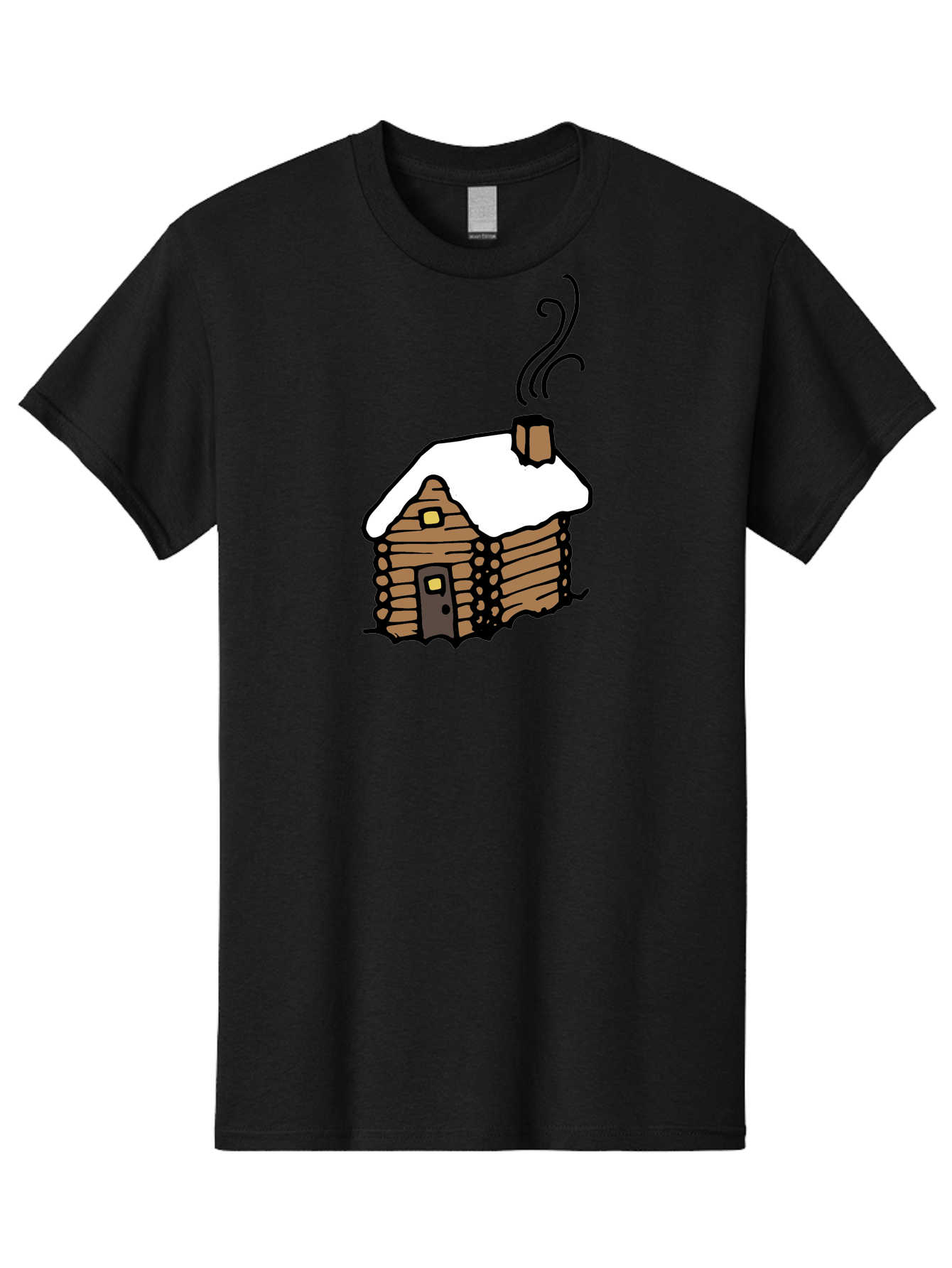 Log-Cabin Men'S Graphic Tee, 100% Cotton, Comfortable Casual Summer Wear, Machine Washable, Cozy Log Cabin, Snow-Covered Roof, Warm Fireplace, Snowy Landscape, Winter Wonderland, Rustic Charm, Cabin In The Woods -  Aaa972