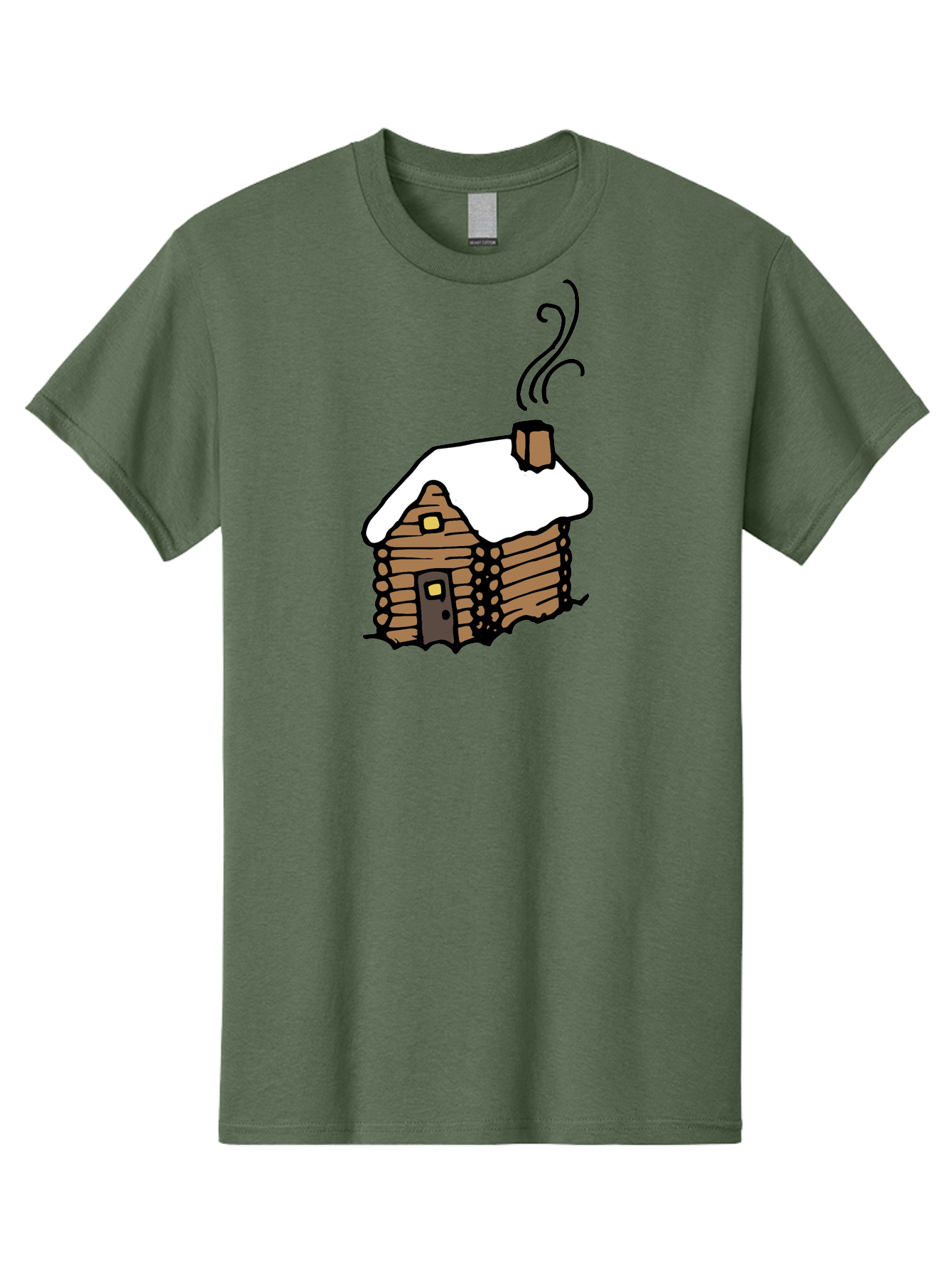 Log-Cabin Men'S Graphic Tee, 100% Cotton, Comfortable Casual Summer Wear, Machine Washable, Cozy Log Cabin, Snow-Covered Roof, Warm Fireplace, Snowy Landscape, Winter Wonderland, Rustic Charm, Cabin In The Woods -  Aaa972