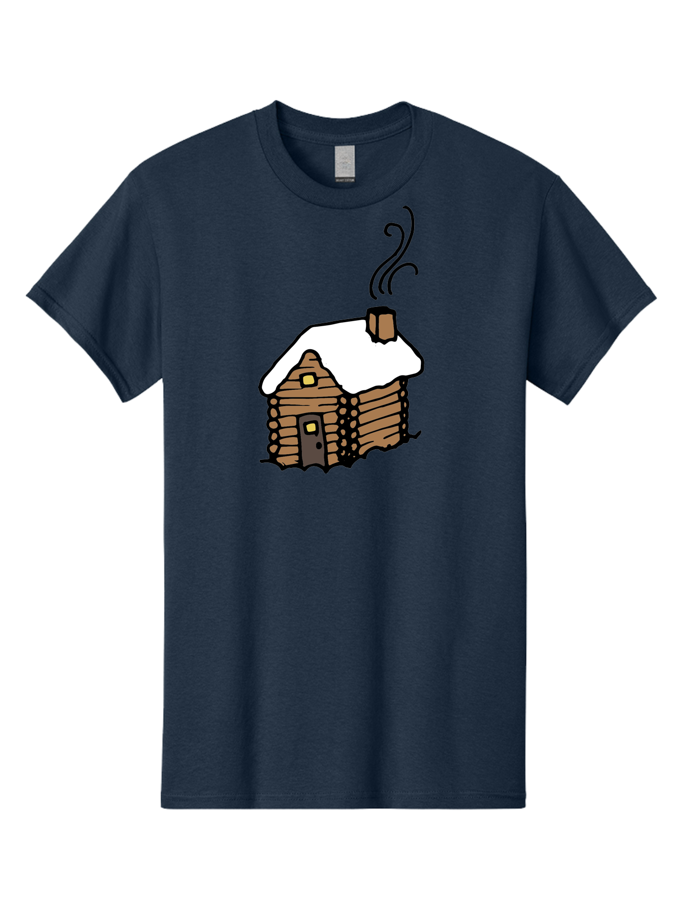Log-Cabin Men'S Graphic Tee, 100% Cotton, Comfortable Casual Summer Wear, Machine Washable, Cozy Log Cabin, Snow-Covered Roof, Warm Fireplace, Snowy Landscape, Winter Wonderland, Rustic Charm, Cabin In The Woods -  Aaa972