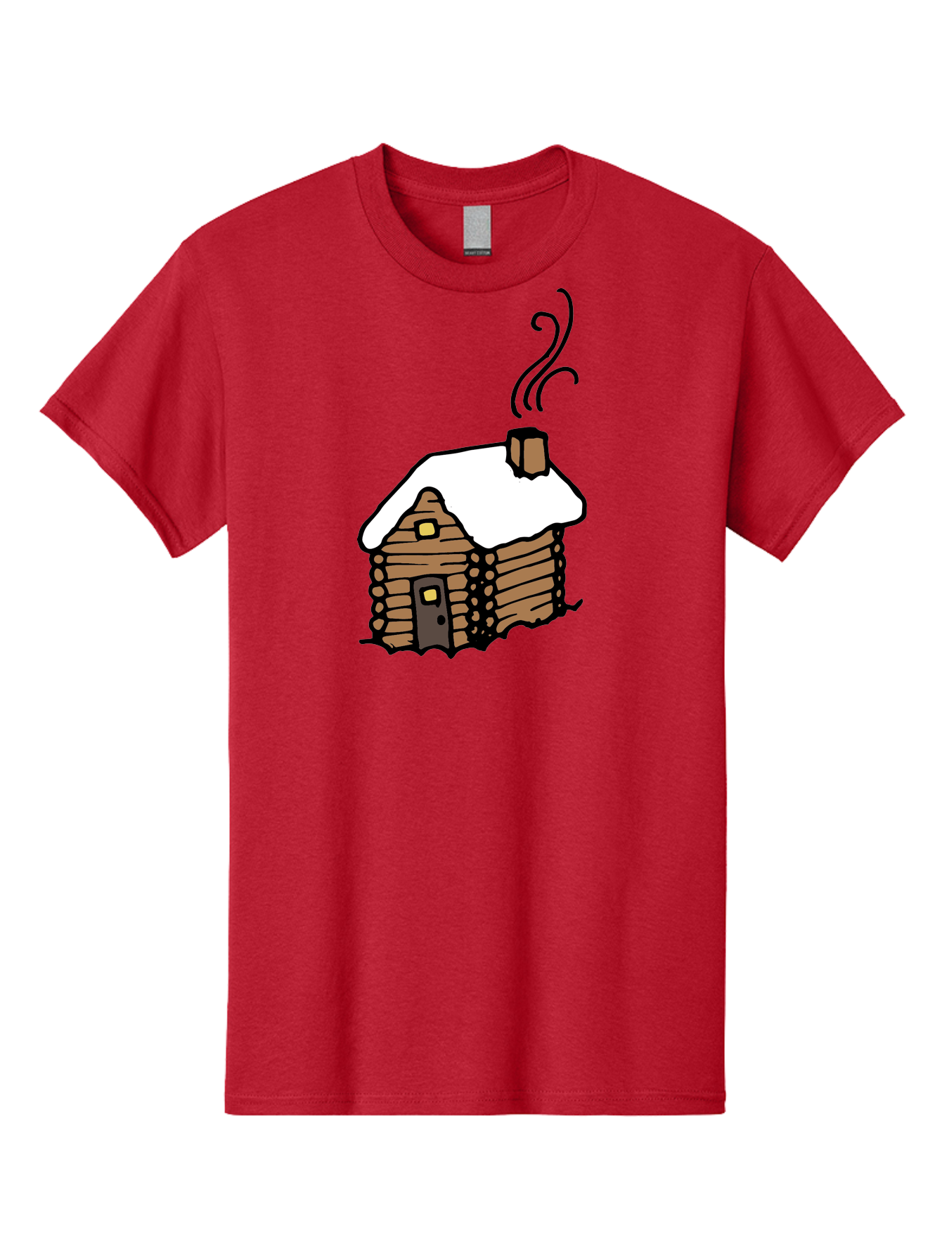 Log-Cabin Men'S Graphic Tee, 100% Cotton, Comfortable Casual Summer Wear, Machine Washable, Cozy Log Cabin, Snow-Covered Roof, Warm Fireplace, Snowy Landscape, Winter Wonderland, Rustic Charm, Cabin In The Woods -  Aaa972