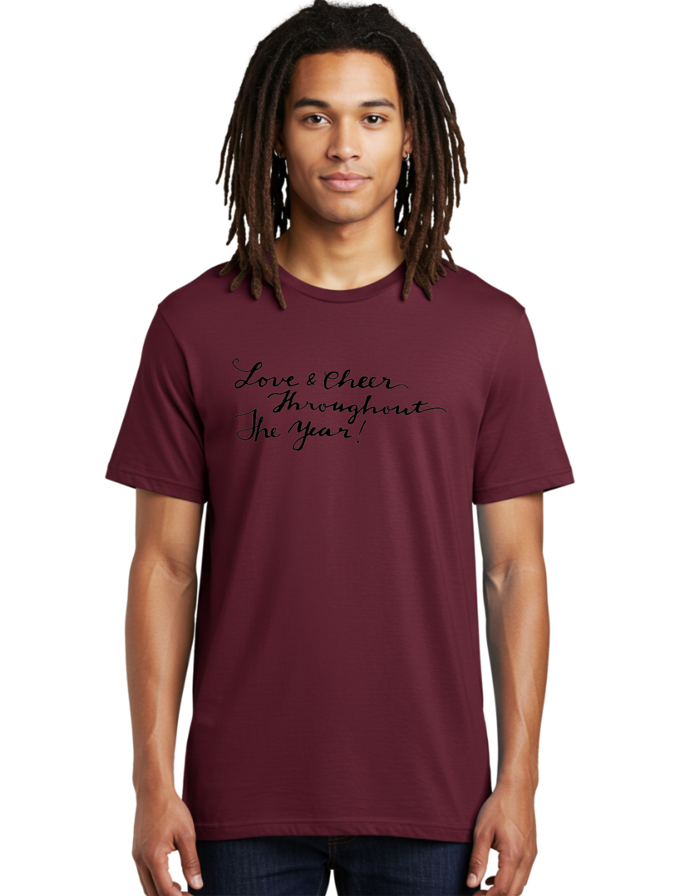 Love-Cheer-Throughout-The-Year-1 Men'S Graphic Tee, 100% Cotton, Comfortable Casual Summer Wear, Machine Washable, Love And Cheer, Inspirational Quote, Motivational Message, Positive Vibes, Happy Thoughts, Uplifting Words, -  Aaa973