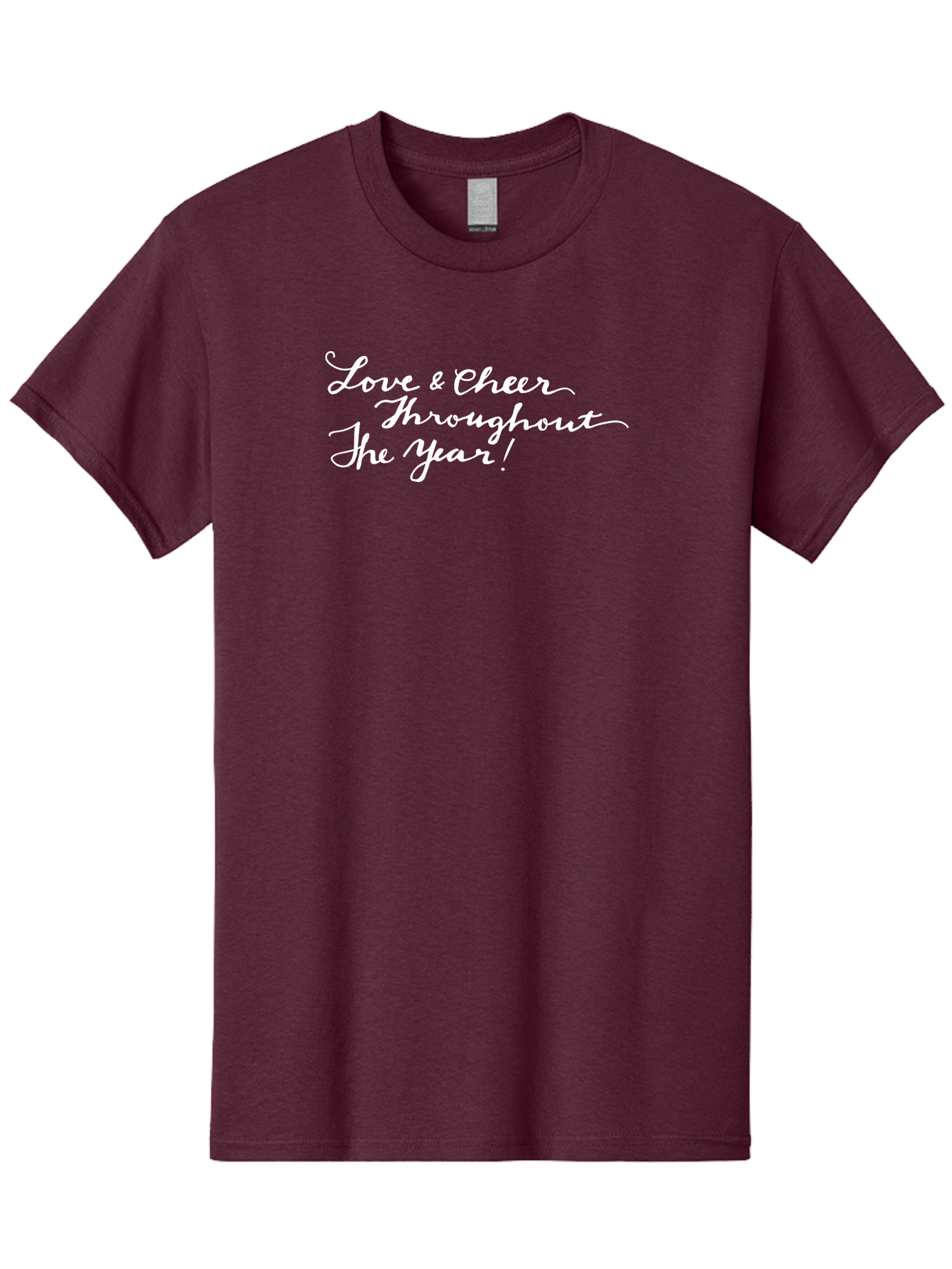 Love-Cheer-Throughout-The-Year Men'S Graphic Tee, 100% Cotton, Comfortable Casual Summer Wear, Machine Washable, Love & Cheer, Inspirational Quote, Motivational Message, Festive Greeting, Joyful Sentiment, Cursive Script, Positive Vibes, -  Aaa974