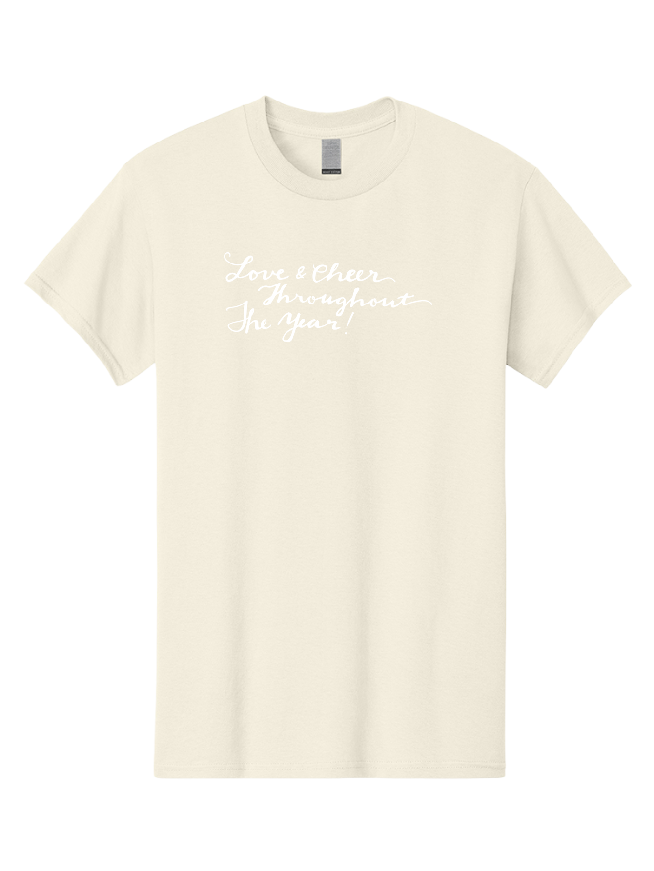 Love-Cheer-Throughout-The-Year Men'S Graphic Tee, 100% Cotton, Comfortable Casual Summer Wear, Machine Washable, Love & Cheer, Inspirational Quote, Motivational Message, Festive Greeting, Joyful Sentiment, Cursive Script, Positive Vibes, -  Aaa974