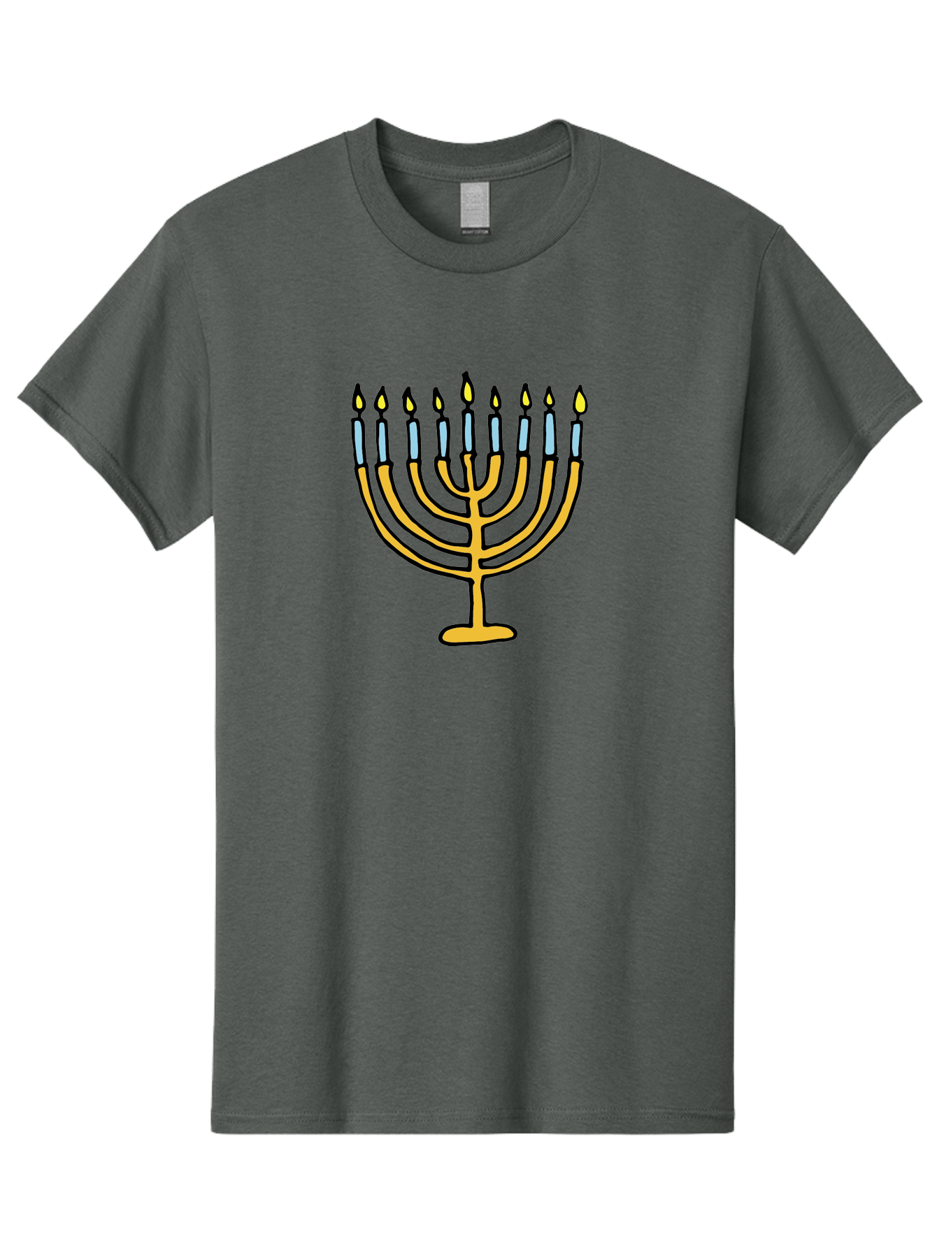 Menorah Men'S Graphic Tee, 100% Cotton, Comfortable Casual Summer Wear, Machine Washable, Menorah Candles, Hanukkah Celebration, Jewish Tradition, Festival Of Lights, Eight Days Of Light, Chanukah, Menorah Illustration, Hanukkah Menorah -  Aaa977