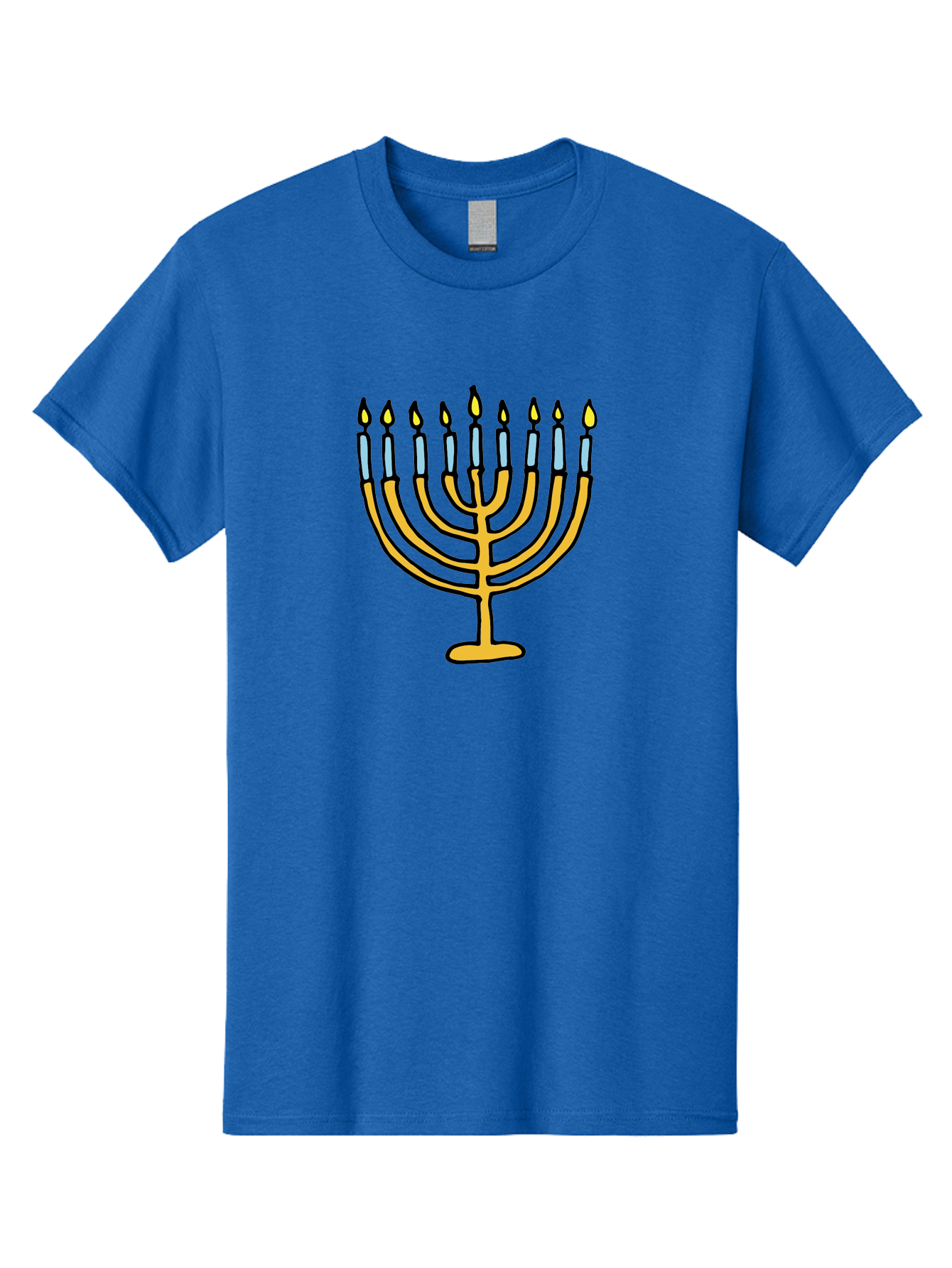 Menorah Men'S Graphic Tee, 100% Cotton, Comfortable Casual Summer Wear, Machine Washable, Menorah Candles, Hanukkah Celebration, Jewish Tradition, Festival Of Lights, Eight Days Of Light, Chanukah, Menorah Illustration, Hanukkah Menorah -  Aaa977