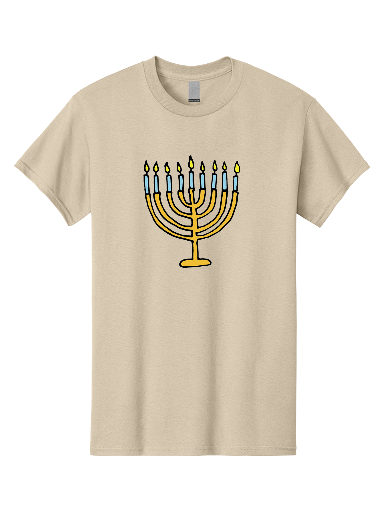 Menorah Men'S Graphic Tee, 100% Cotton, Comfortable Casual Summer Wear, Machine Washable, Menorah Candles, Hanukkah Celebration, Jewish Tradition, Festival Of Lights, Eight Days Of Light, Chanukah, Menorah Illustration, Hanukkah Menorah -  Aaa977