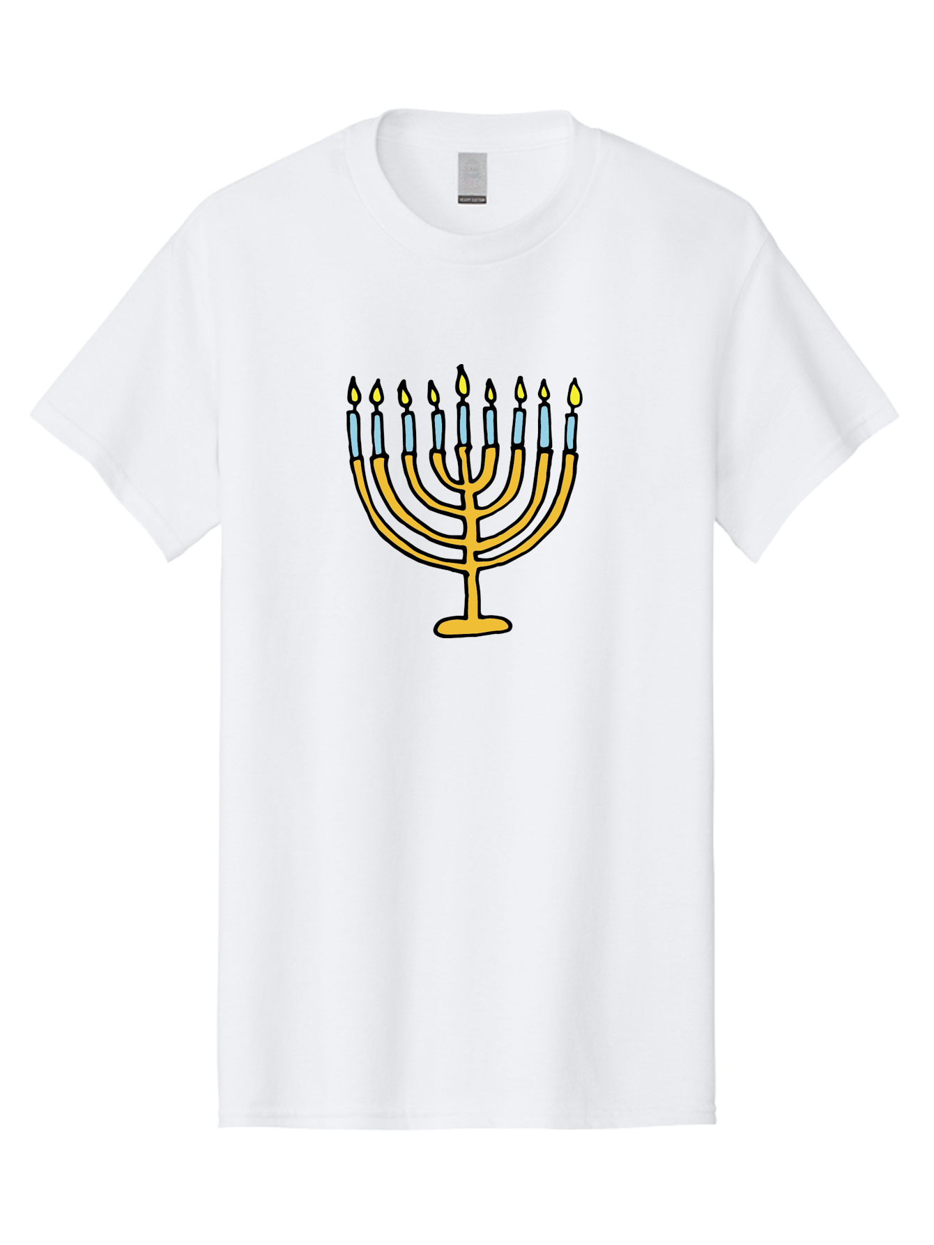 Menorah Men'S Graphic Tee, 100% Cotton, Comfortable Casual Summer Wear, Machine Washable, Menorah Candles, Hanukkah Celebration, Jewish Tradition, Festival Of Lights, Eight Days Of Light, Chanukah, Menorah Illustration, Hanukkah Menorah -  Aaa977