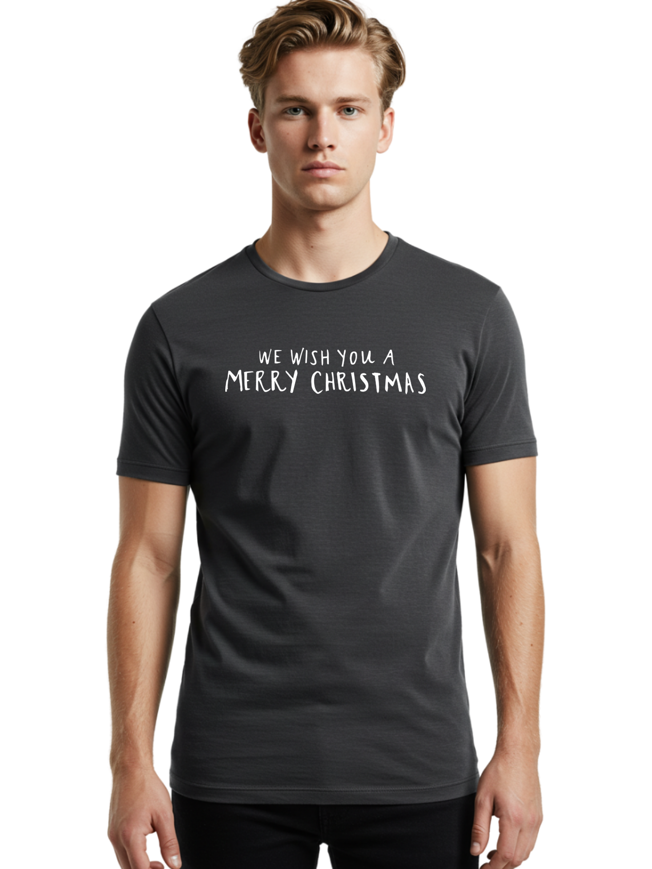 Merry-Christmas-4 Men'S Graphic Tee, 100% Cotton, Comfortable Casual Summer Wear, Machine Washable, Merry Christmas Wishes, Holiday Greeting, Festive Season, Christmas Message, Happy Holidays, Joyful Wishes, Seasonal Cheer -  Aaa983