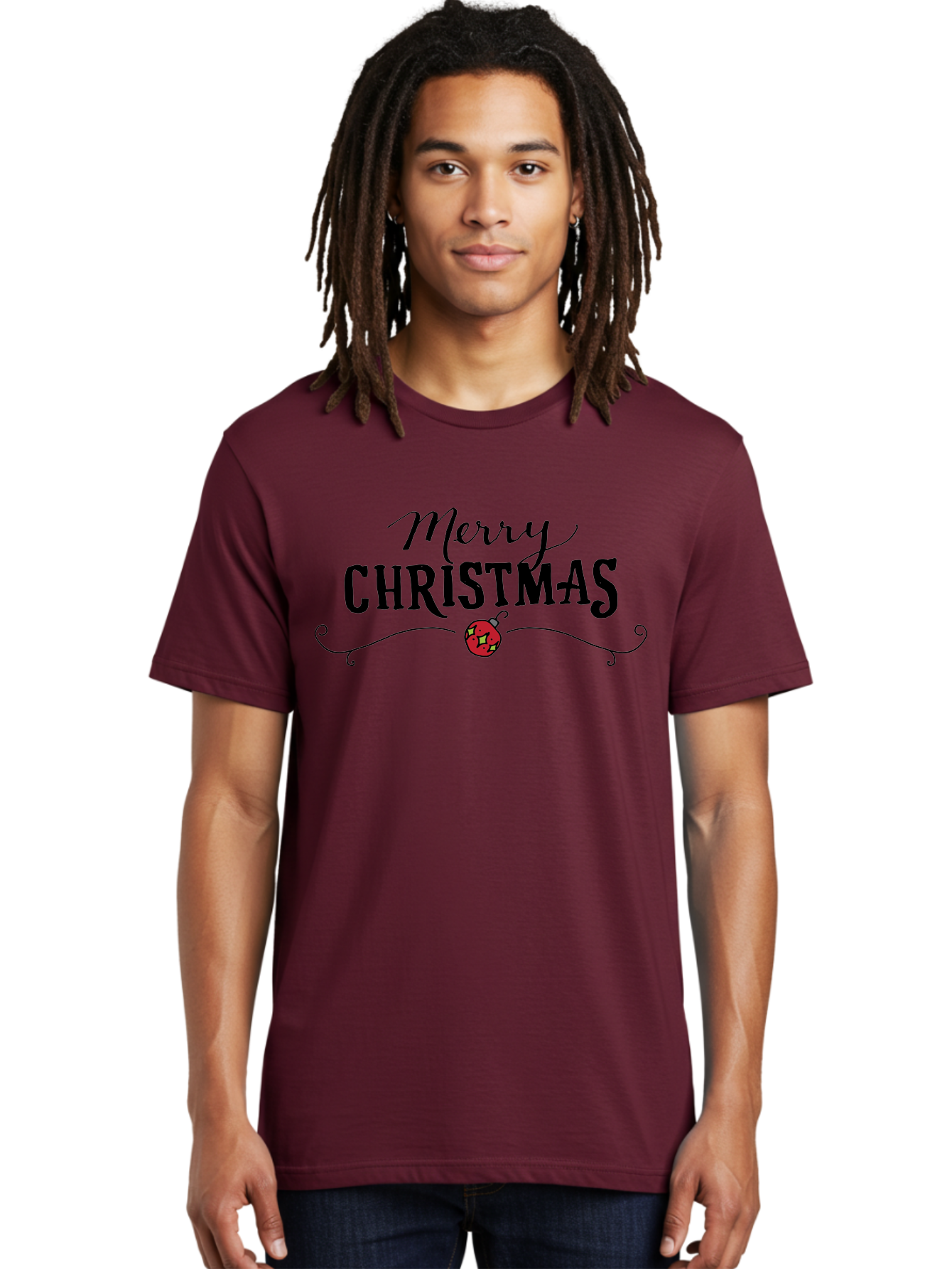 Merry-Christmas-6 Men'S Graphic Tee, 100% Cotton, Comfortable Casual Summer Wear, Machine Washable, Merry Christmas, Festive Greetings, Holiday Wishes, Christmas Decoration, Red Ornament, Celebration, Winter Holiday, Seasonal Message -  Aaa985