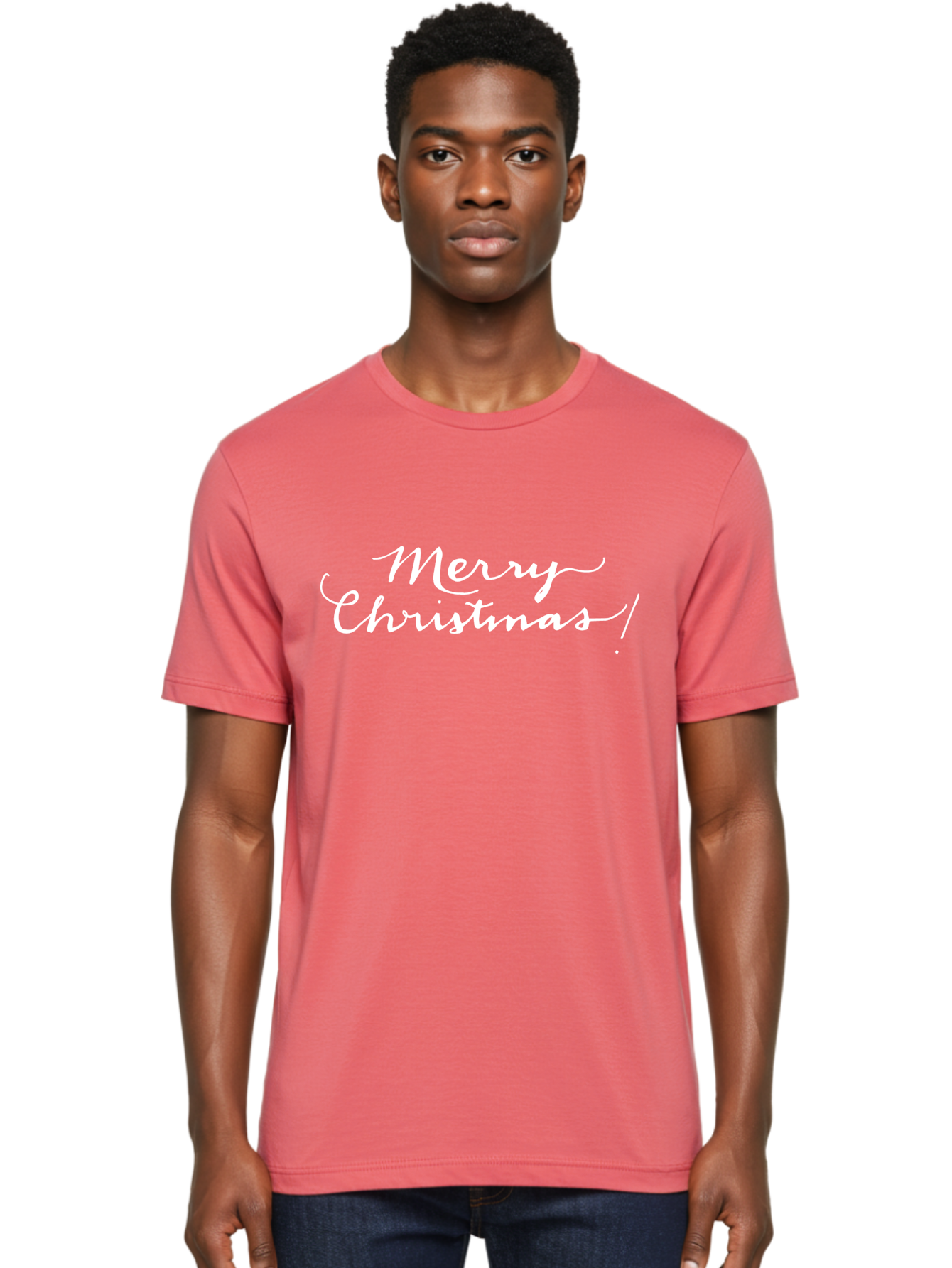 Merry-Christmas-8 Men'S Graphic Tee, 100% Cotton, Comfortable Casual Summer Wear, Machine Washable, Merry Christmas, Holiday Wishes, Festive Greeting, Christmas Message, Joyful Wishes, Holiday Cheer, White Calligraphy -  Aaa987