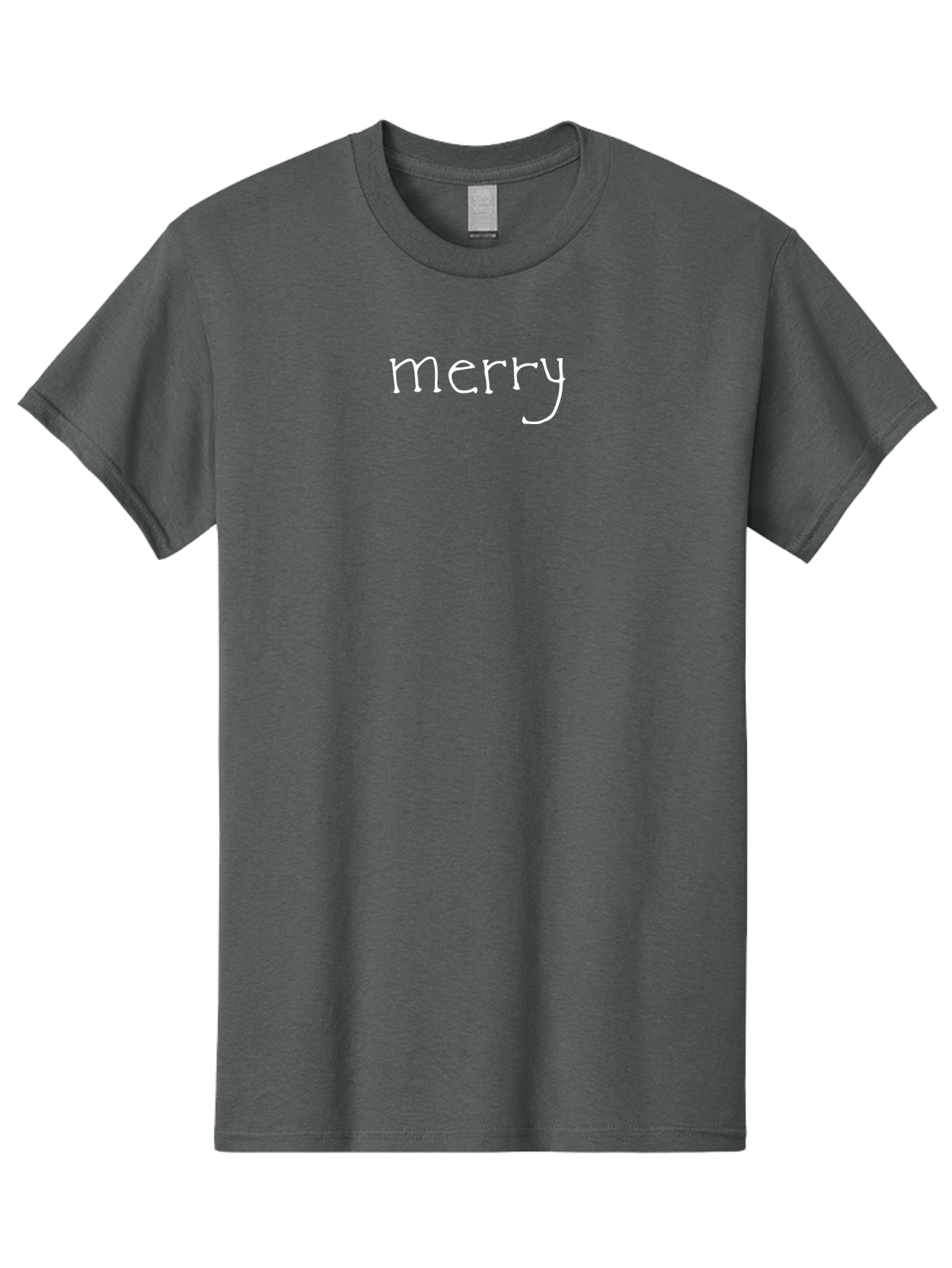 Merry Men'S Graphic Tee, 100% Cotton, Comfortable Casual Summer Wear, Machine Washable, Holiday Greeting, Festive Words, Merry Christmas, White Text, Handwritten Font, Celebration, Cheer -  Aaa991